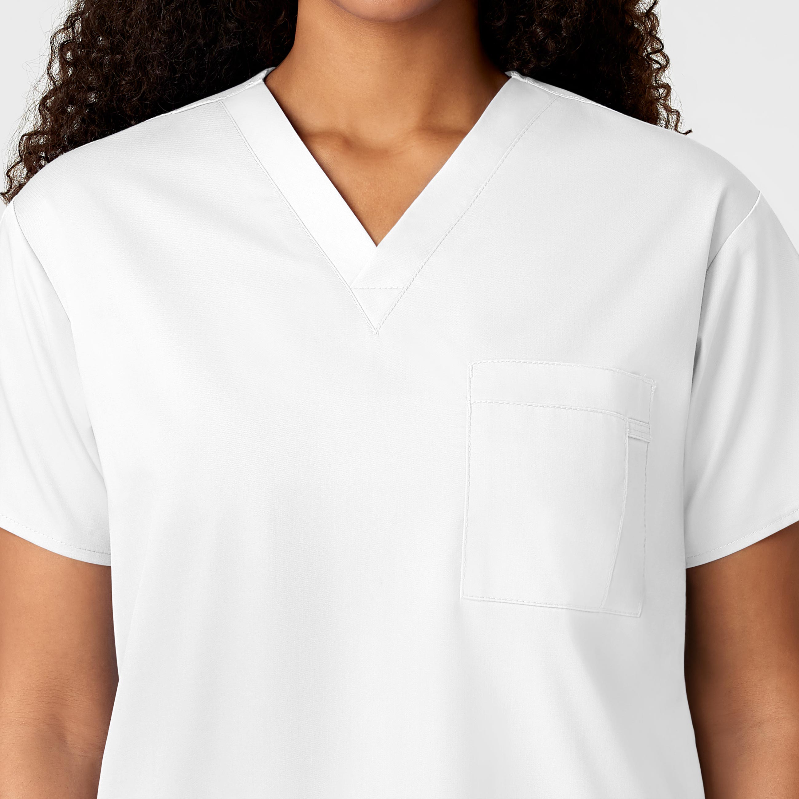 WonderWORK 100 Unisex V-Neck Scrub Top White