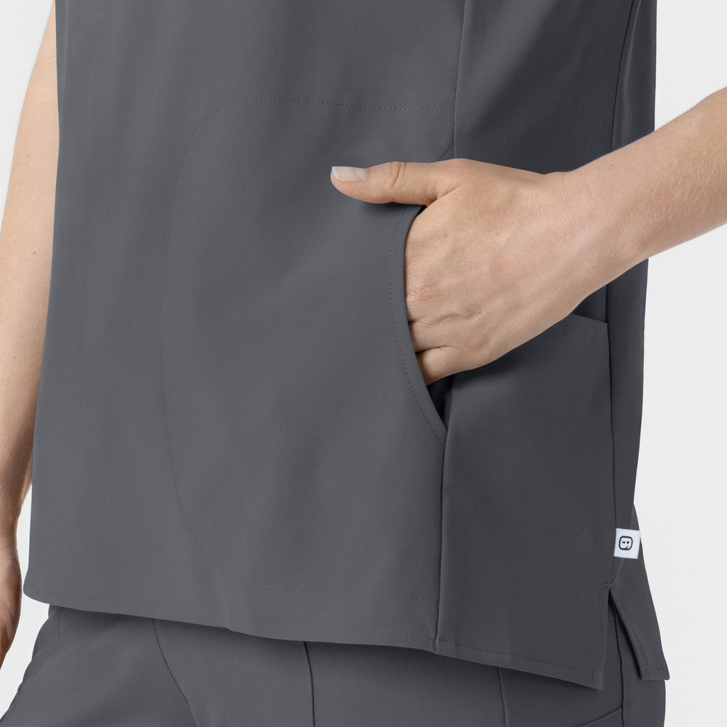 RENEW 6734 Mandarin Collar Scrub Top Pewter