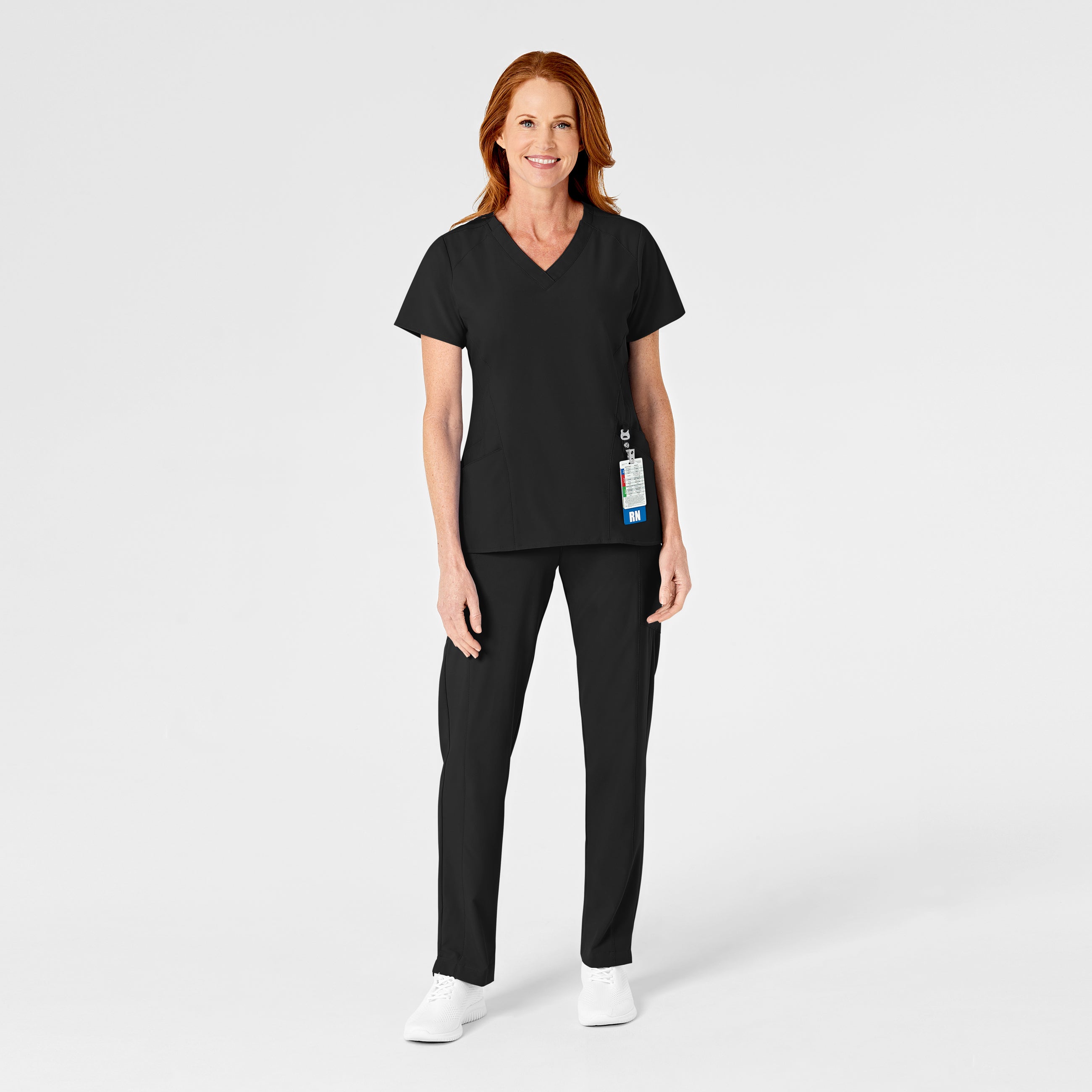 W123 5155 Flat Front Cargo Scrub Pants Black
