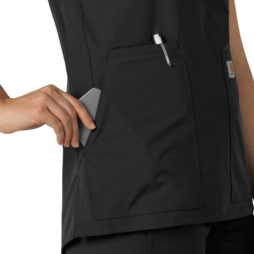 Force Essentials C12213 Notch Neck Tunic Scrub Top Black