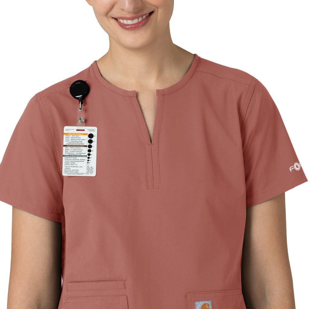 Force Essentials C12213 Notch Neck Tunic Scrub Top Wildrose