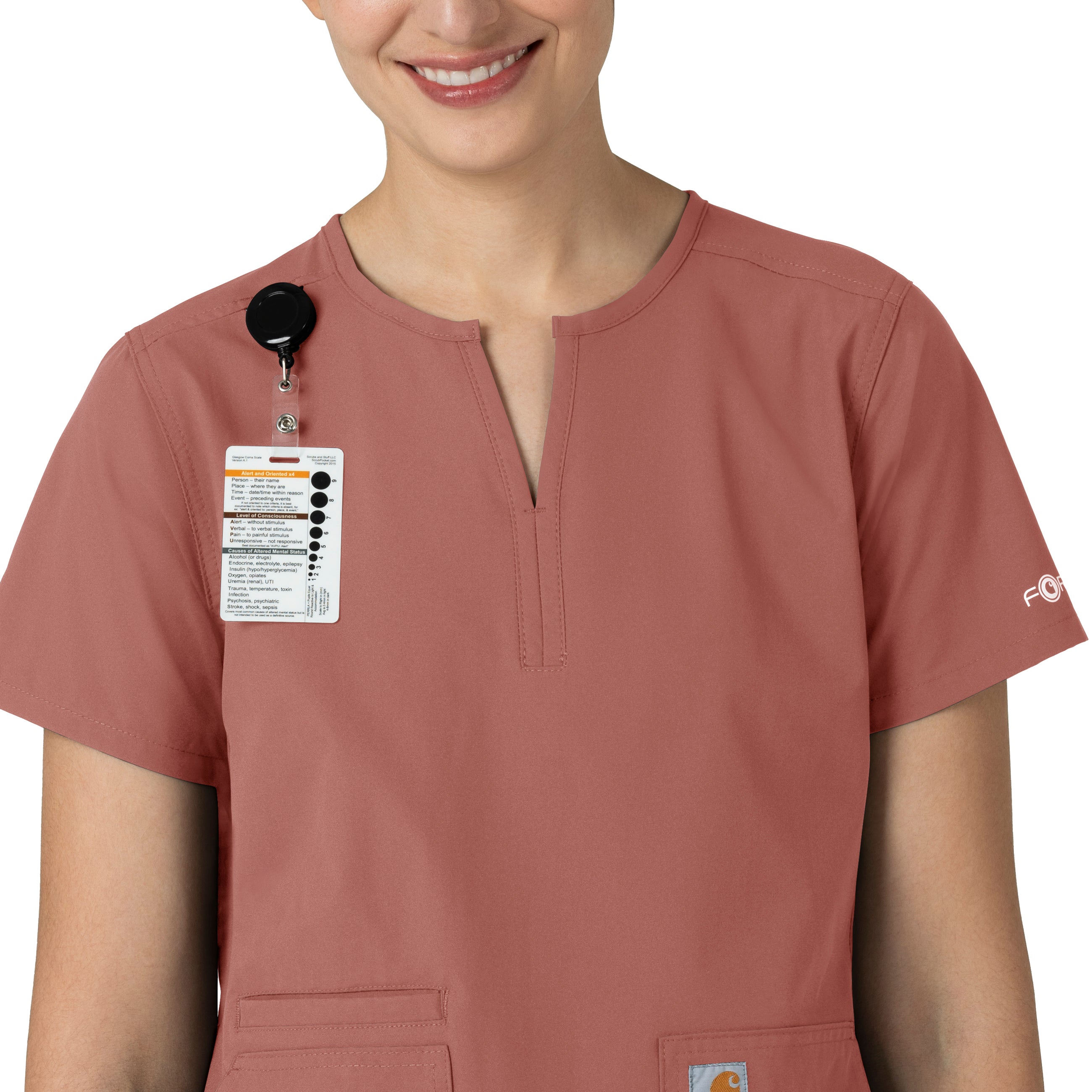 Force Essentials C12213 Notch Neck Tunic Scrub Top Wildrose