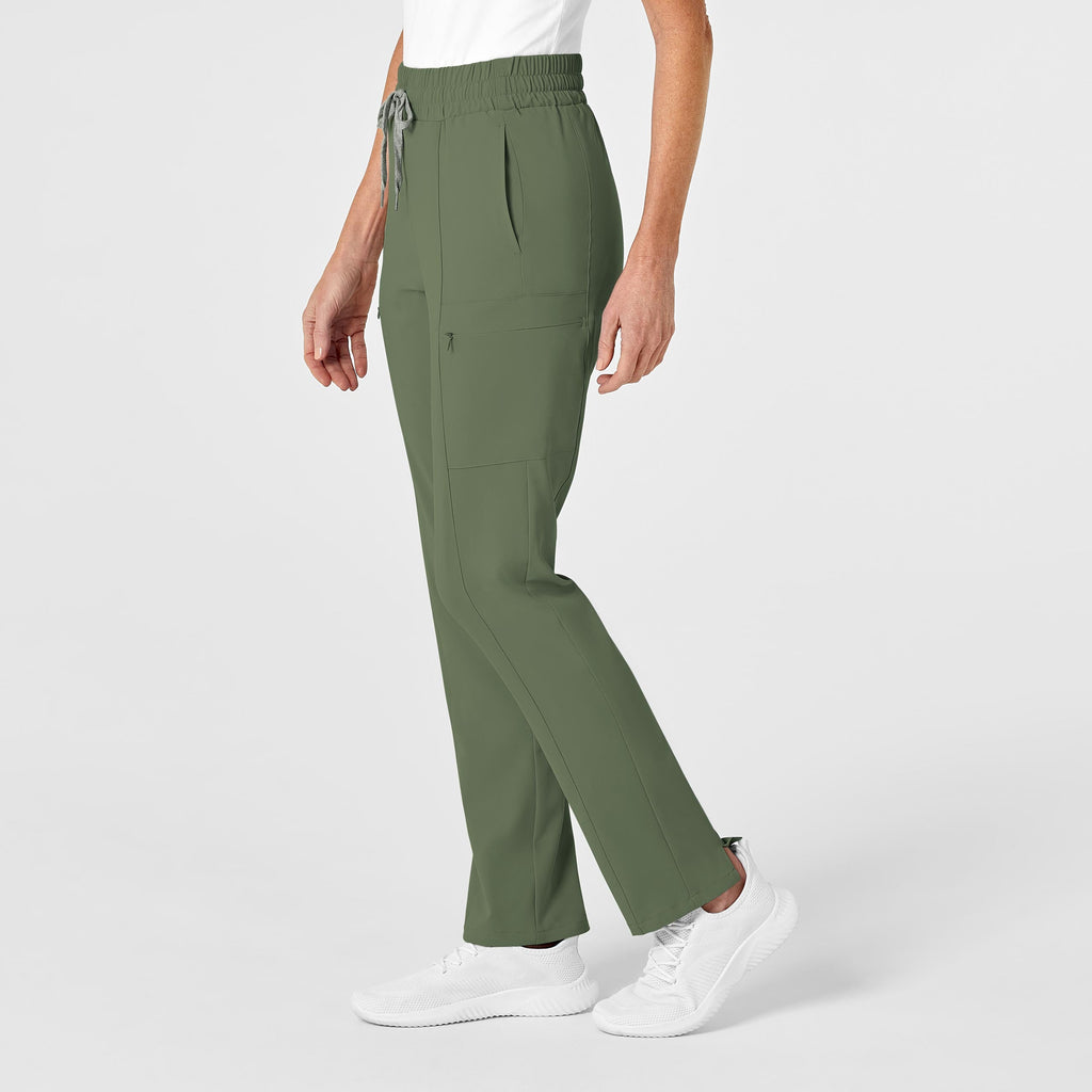 RENEW 5334 High Waist Slim Leg Scrub Pants Olive