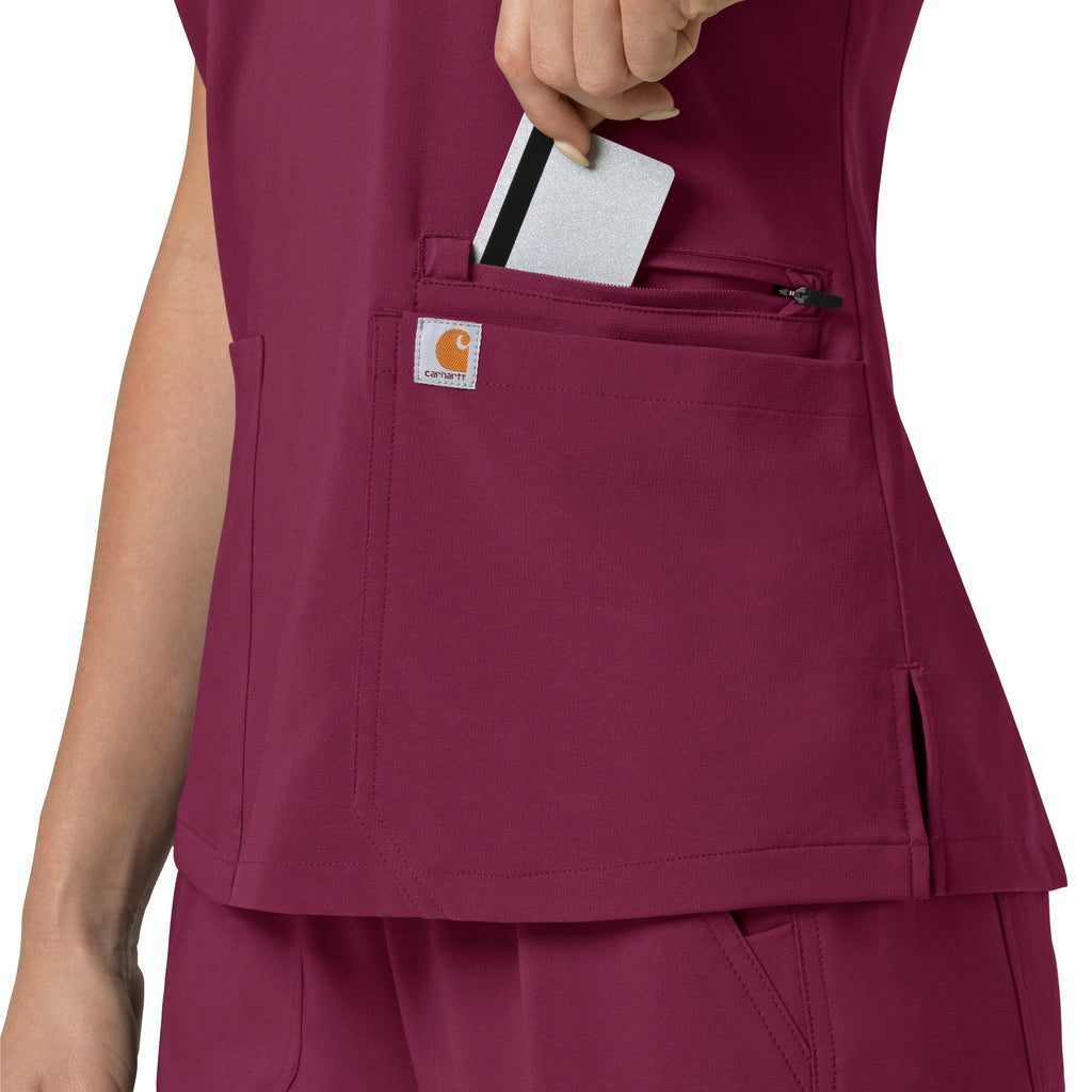 Force Cross-Flex C13210 Flex Panel V-Neck Scrub Top Wine