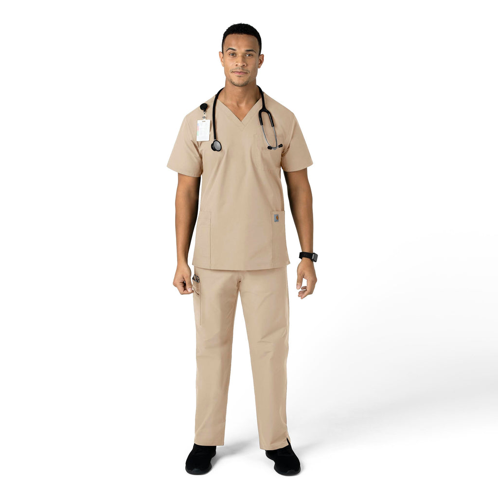 Force Essentials C55013 Unisex Elastic Waist Cargo Scrub Pants Khaki