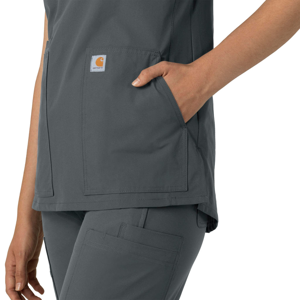 Force Essentials C12213 Notch Neck Tunic Scrub Top Pewter