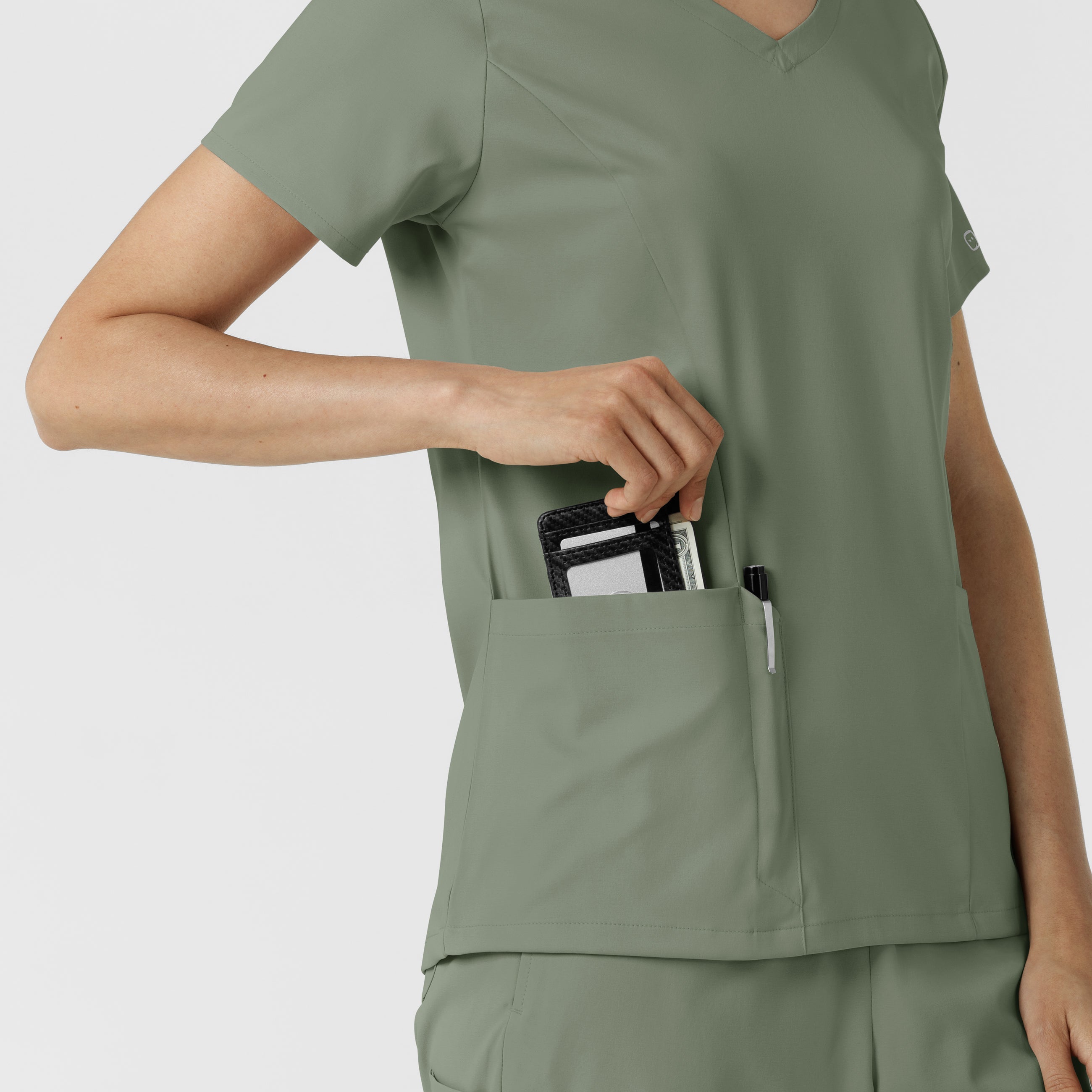 Boundless 6251 2-Pocket V-Neck Scrub Top Sage