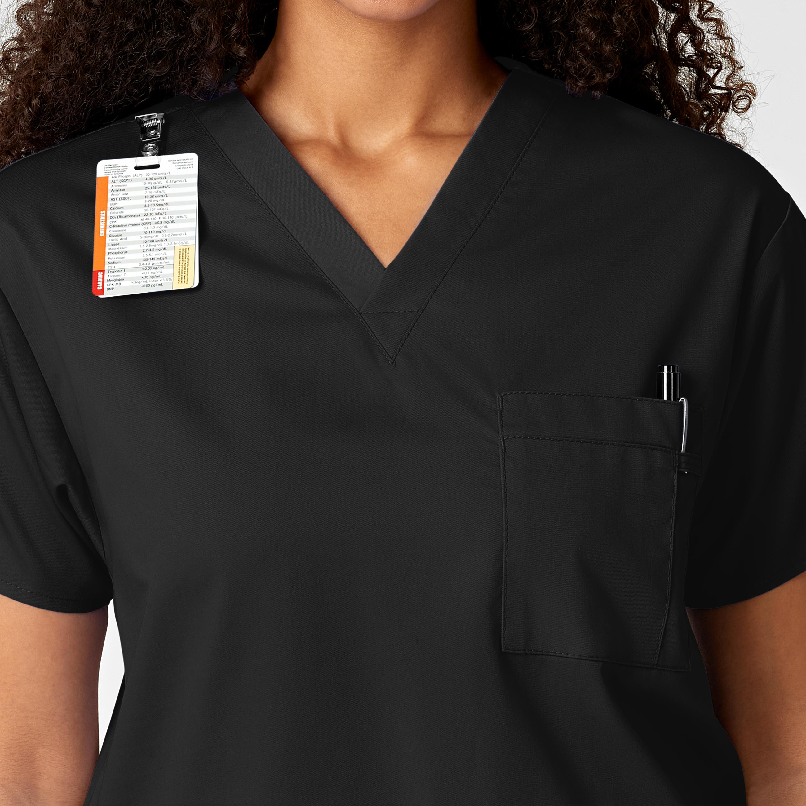 WonderWORK 100 Unisex V-Neck Scrub Top Black