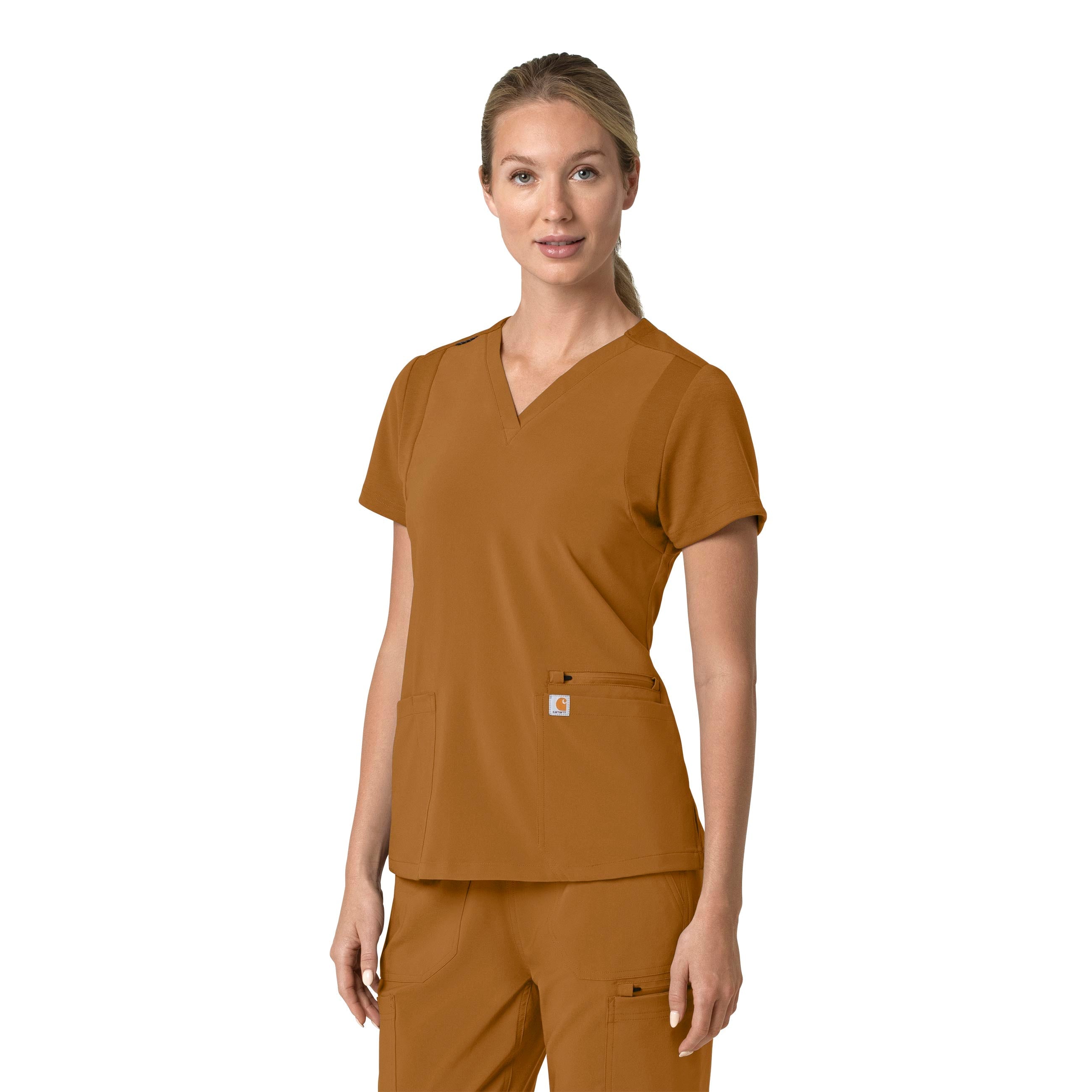 Force Cross-Flex C13210 Flex Panel V-Neck Scrub Top Fox Brown