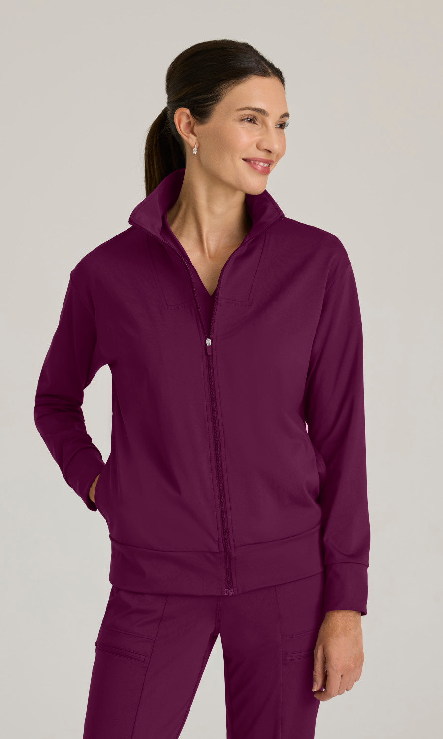 Grey's Anatomy Knits GRSW923 Ease Scrub Jacket Jacket Wine