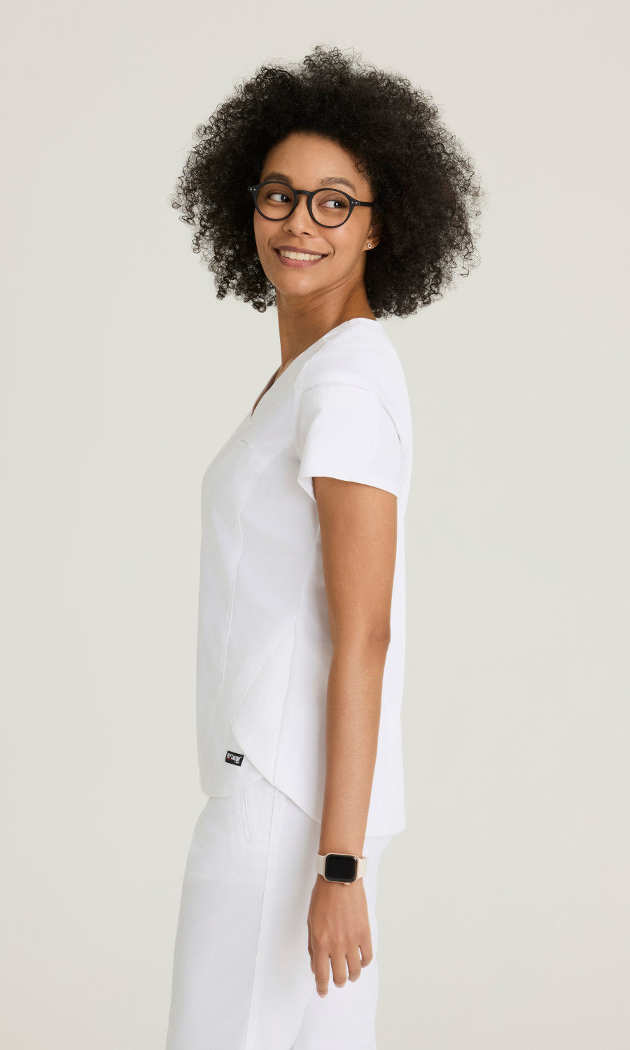 Grey's Anatomy Stretch GRST136 Capri Tuck-in Scrub Top White