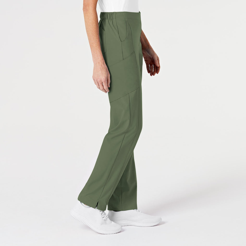 W123 5155 Flat Front Cargo Scrub Pants Olive