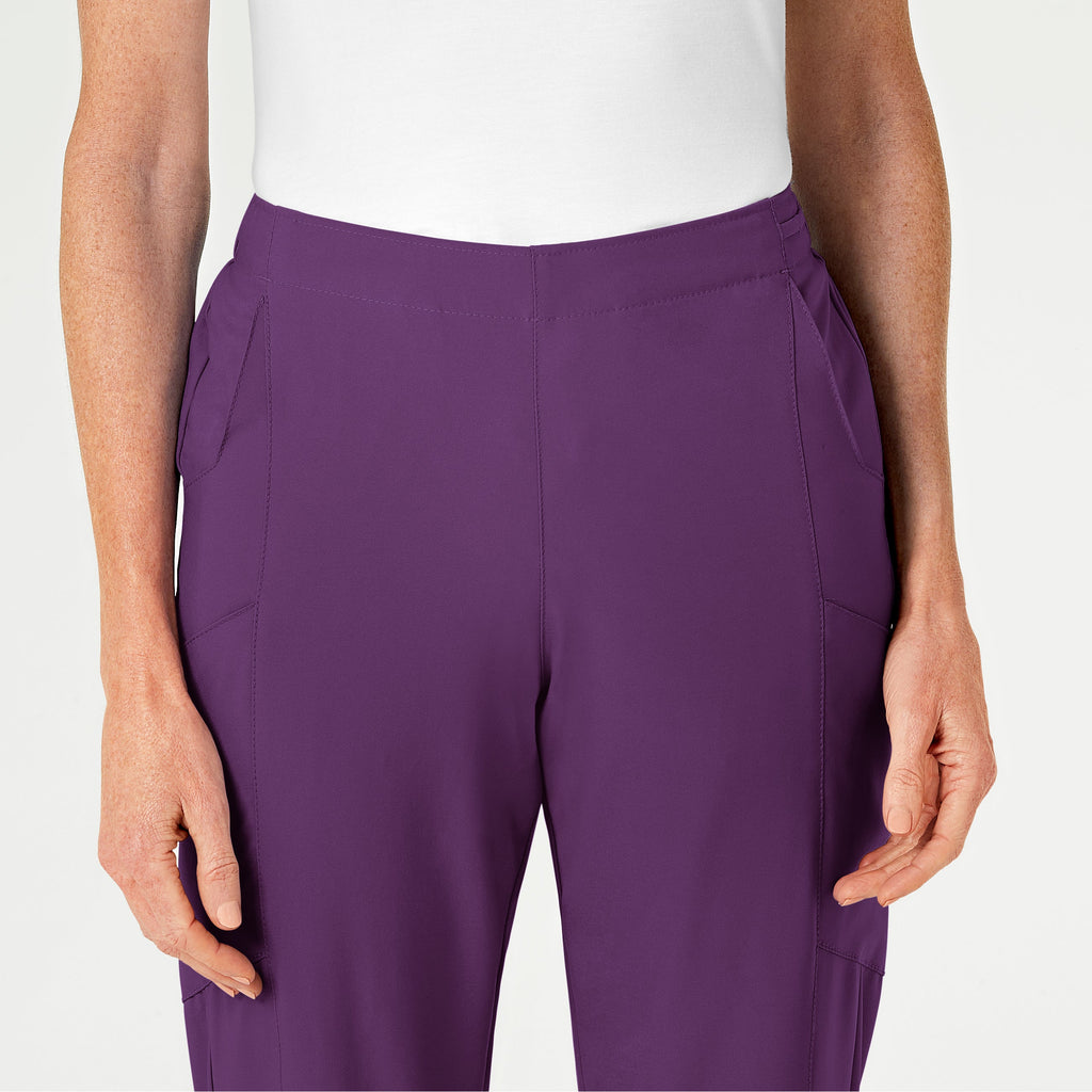W123 5155 Flat Front Cargo Scrub Pants Eggplant