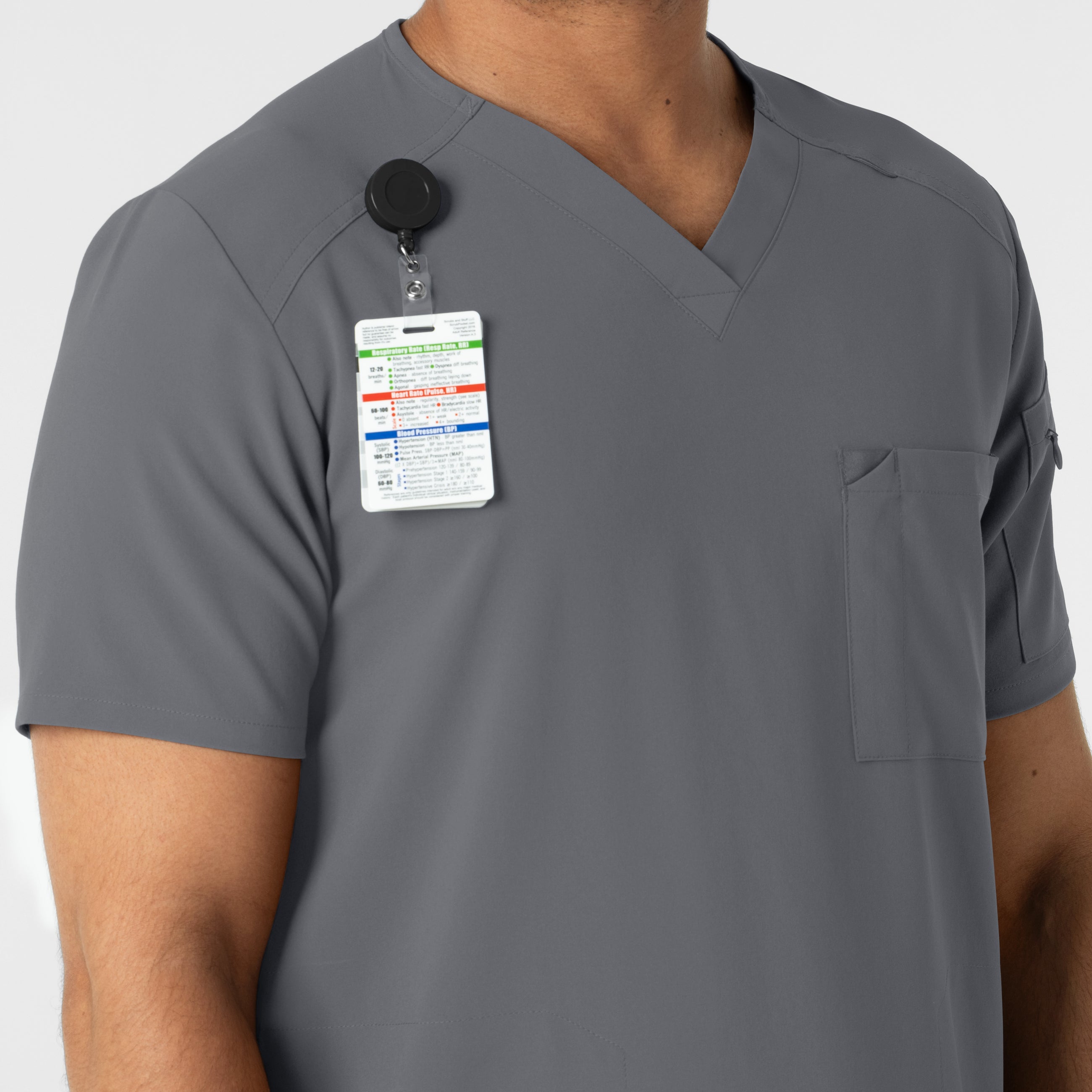 RENEW 6834 Men's V-Neck 5 Pocket Scrub Top Pewter