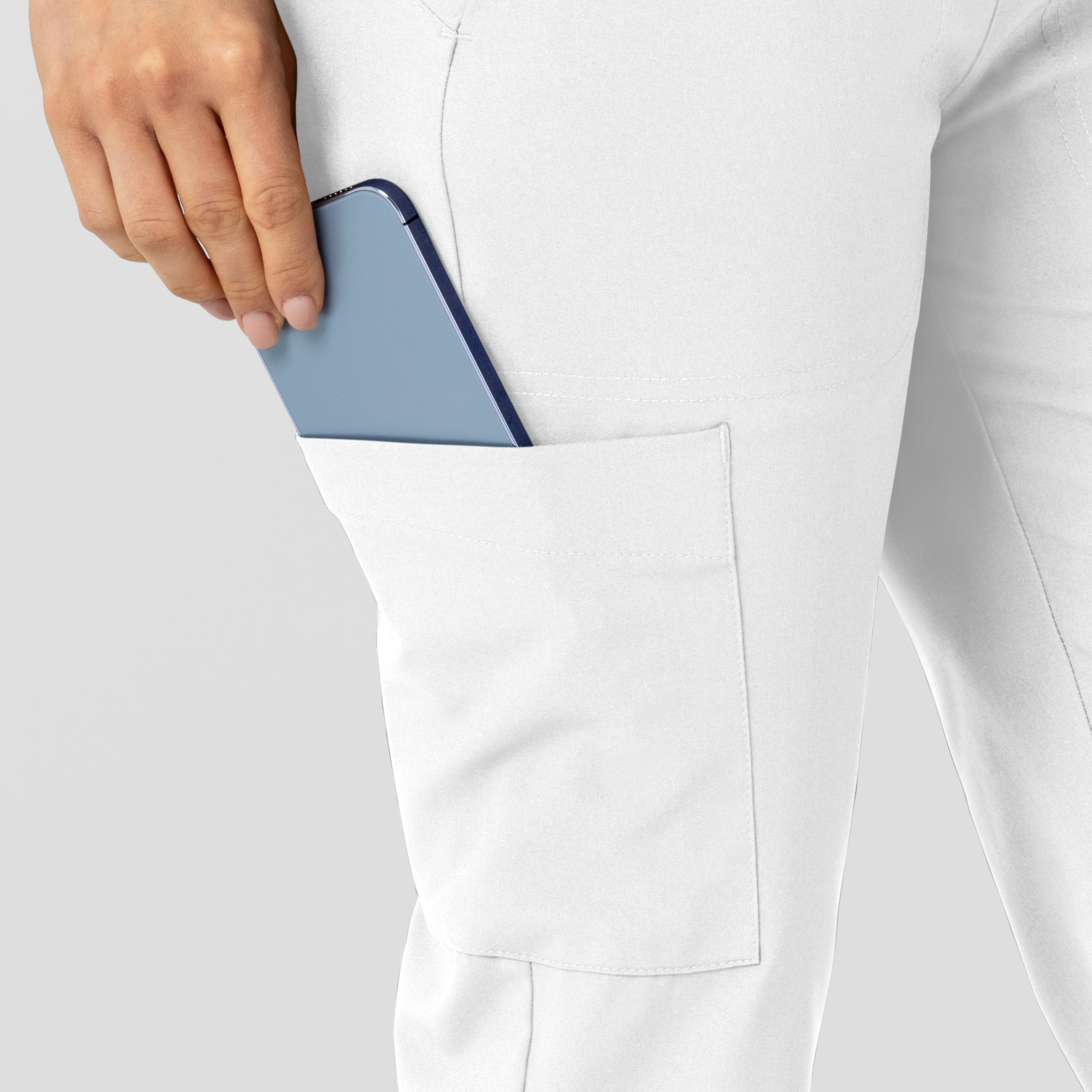 W123 5045 Flex-n-Reach Track Scrub Pants White