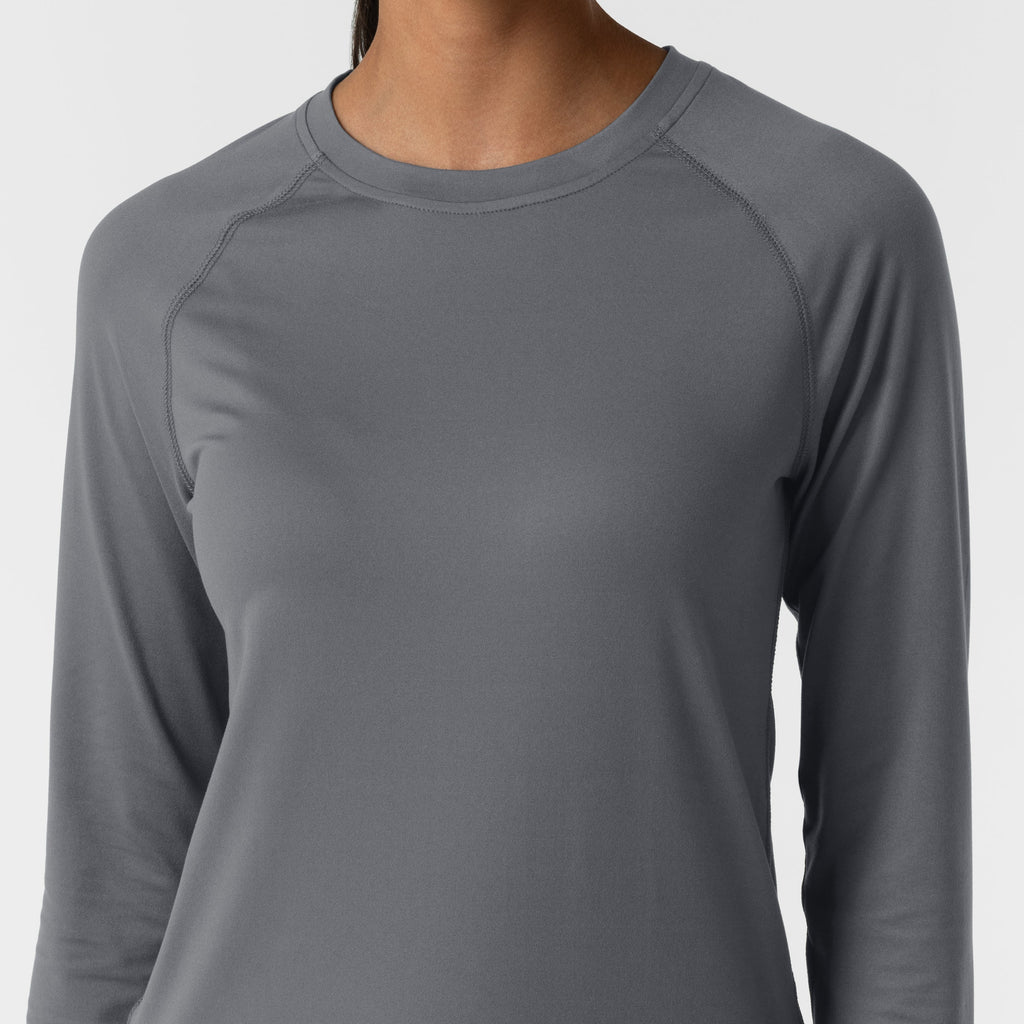 Layers 2139 Women's Watch Window Long Sleeve Underscrub Top Pewter