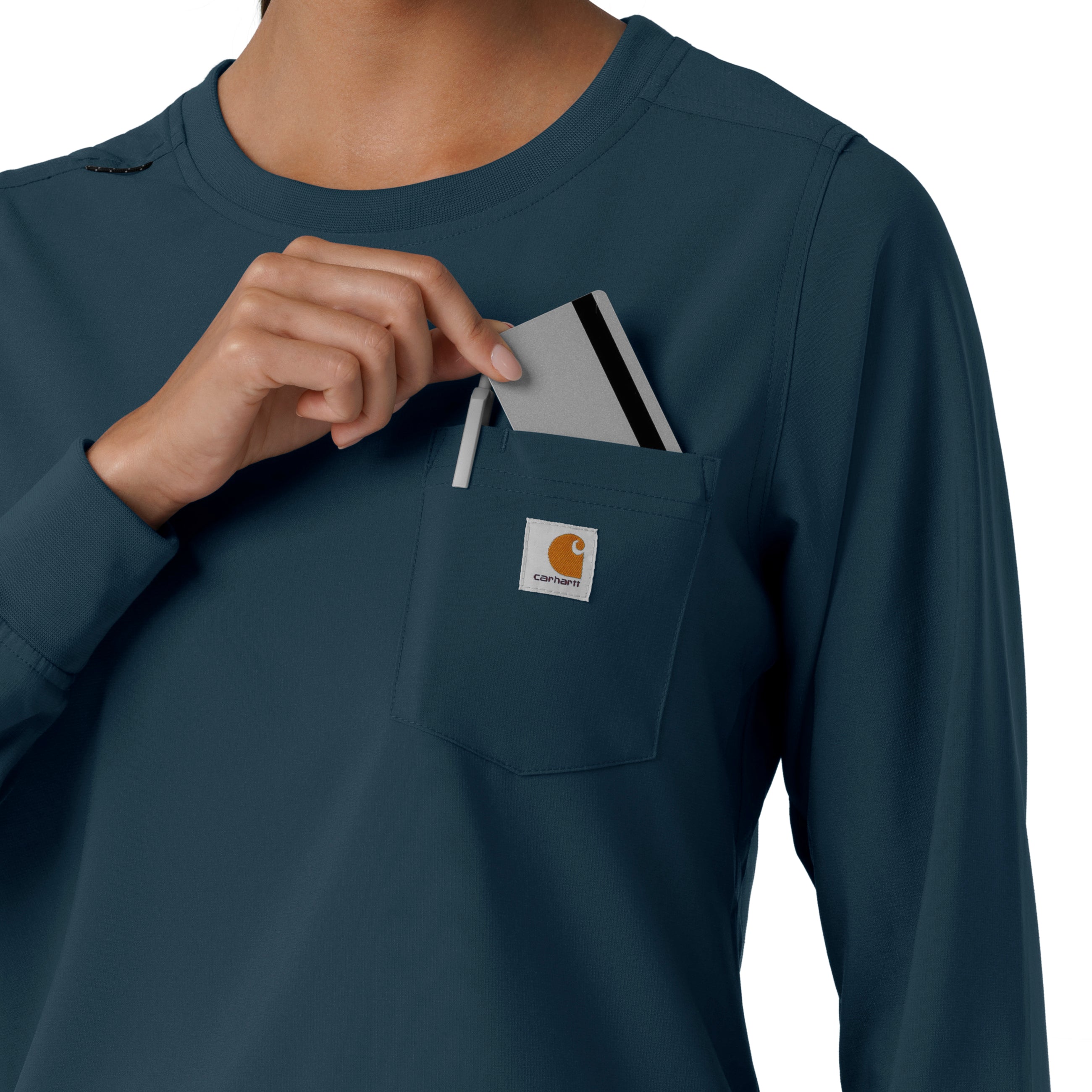 Force Cross-Flex C13610 Women's Crew Neck Long Sleeve Scrub Top Navy