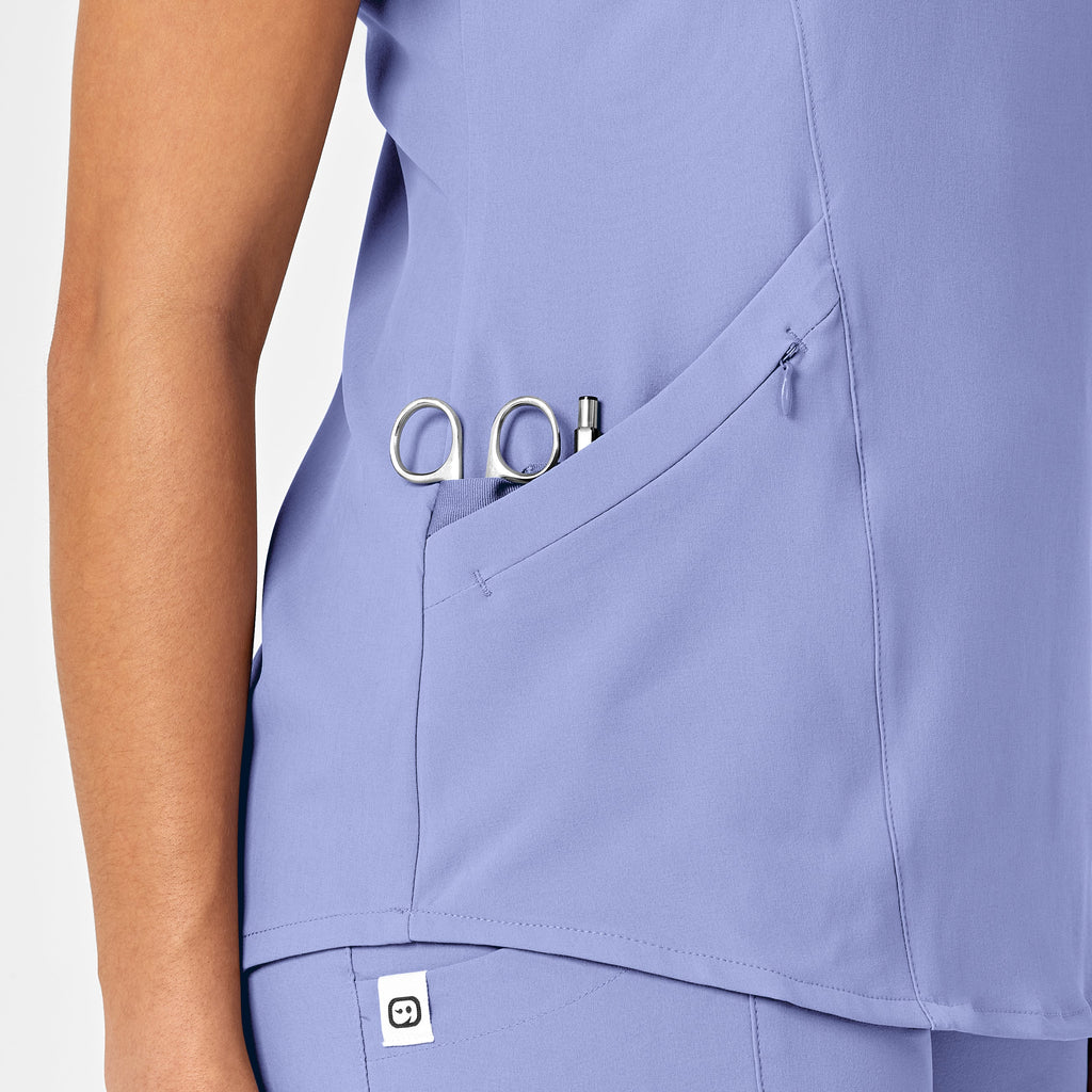 RENEW 6134 V-Neck Scrub Top Ceil Blue
