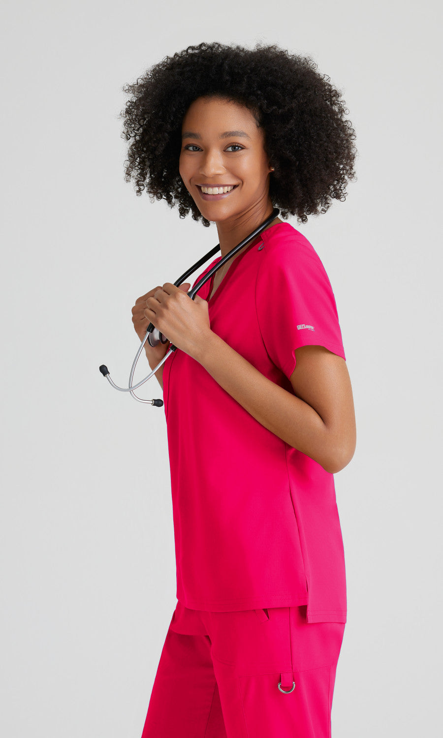 Grey's Anatomy Stretch GVST028 Bree Scrub Top Vibrance Pink