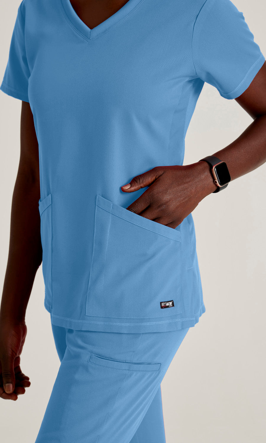 Grey's Anatomy Stretch GRST045 Serena Scrub Top Ciel Blue
