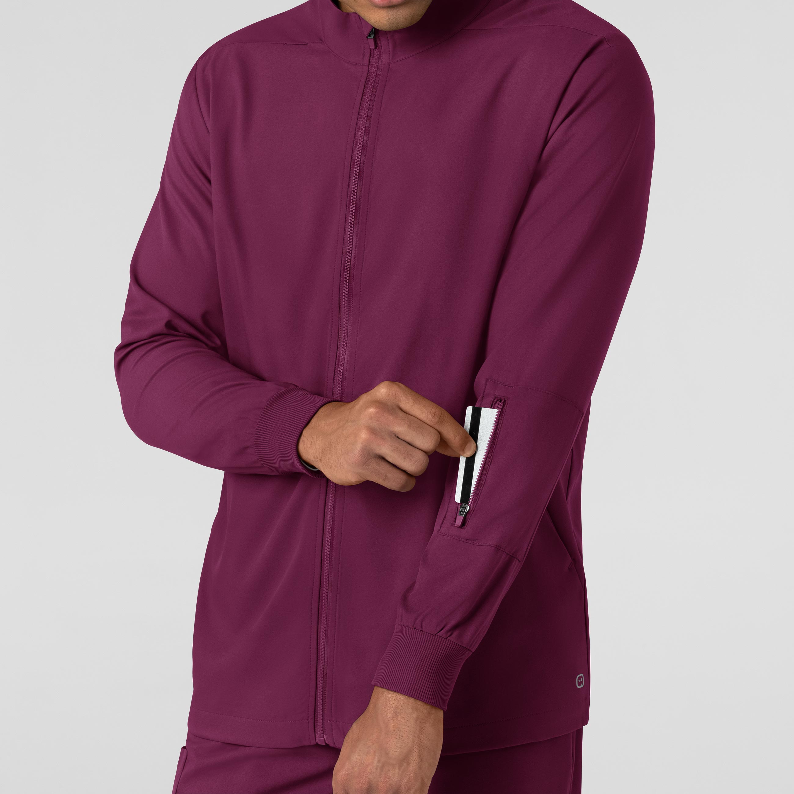 Boundless 8351 Men's Warm Up Scrub Jacket Wine
