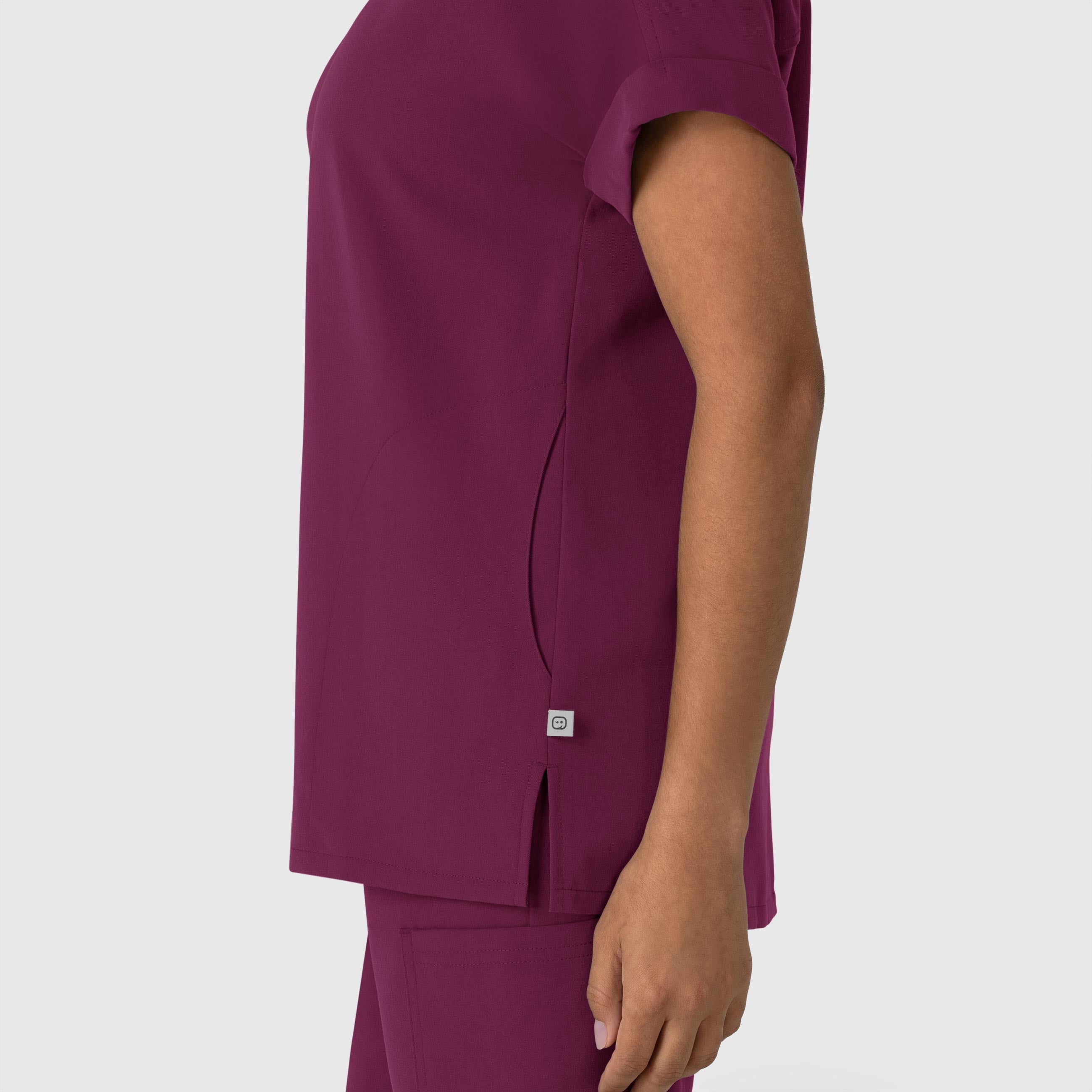 Nova 6232 Drop Shoulder Boxy Scrub Top Wine