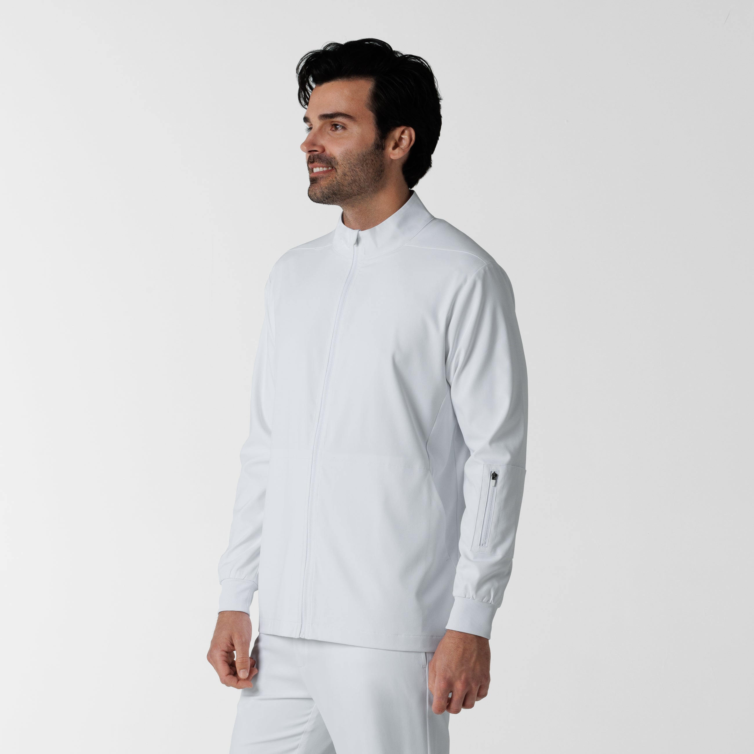 Boundless 8351 Men's Warm Up Scrub Jacket White