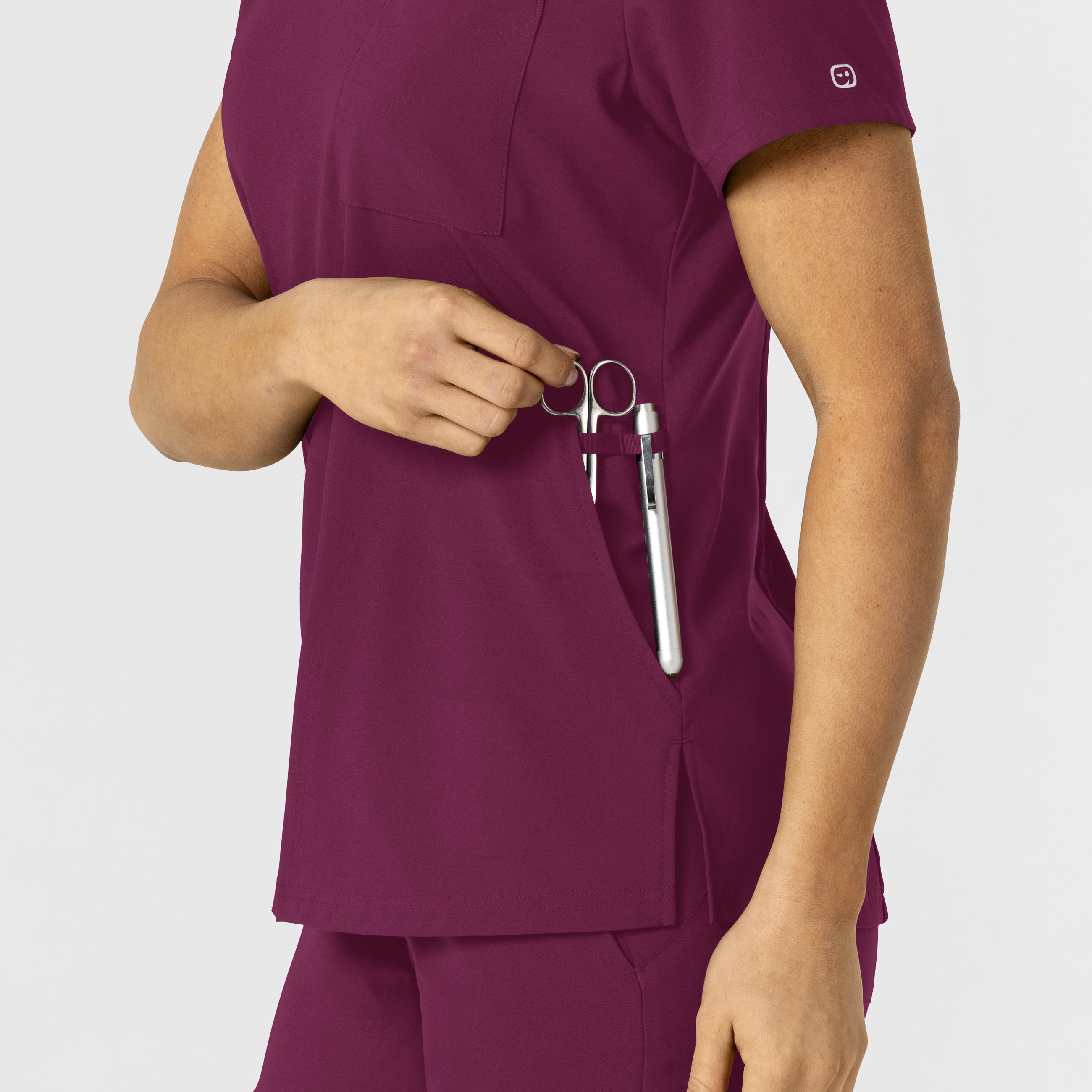 W123 6045 Flex-n-Reach V-Neck Scrub Top Wine