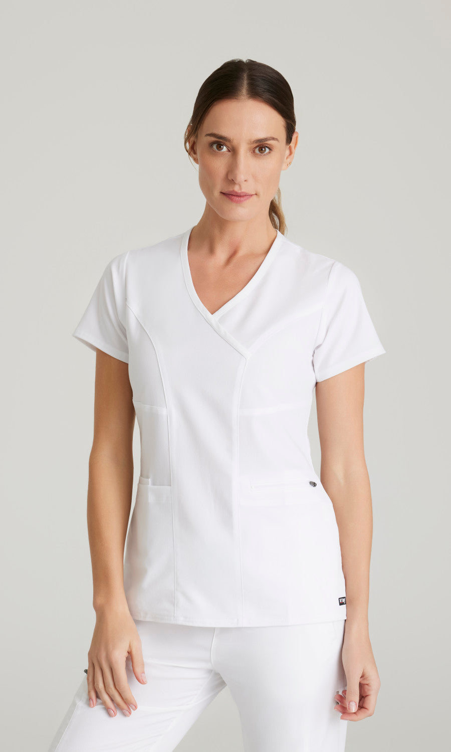 Grey's Anatomy Stretch GRST001 Kim Scrub Top White