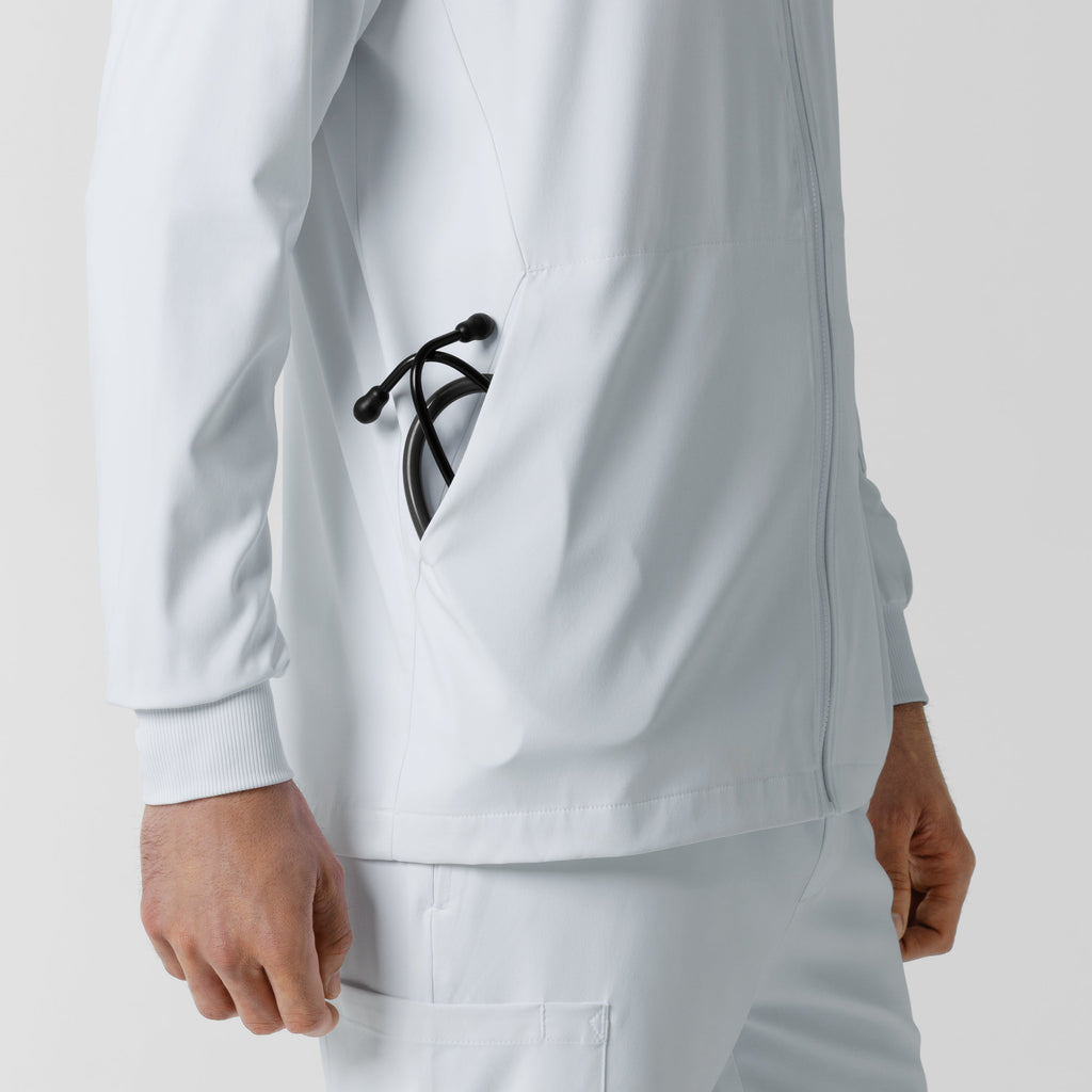 Boundless 8351 Men's Warm Up Scrub Jacket White