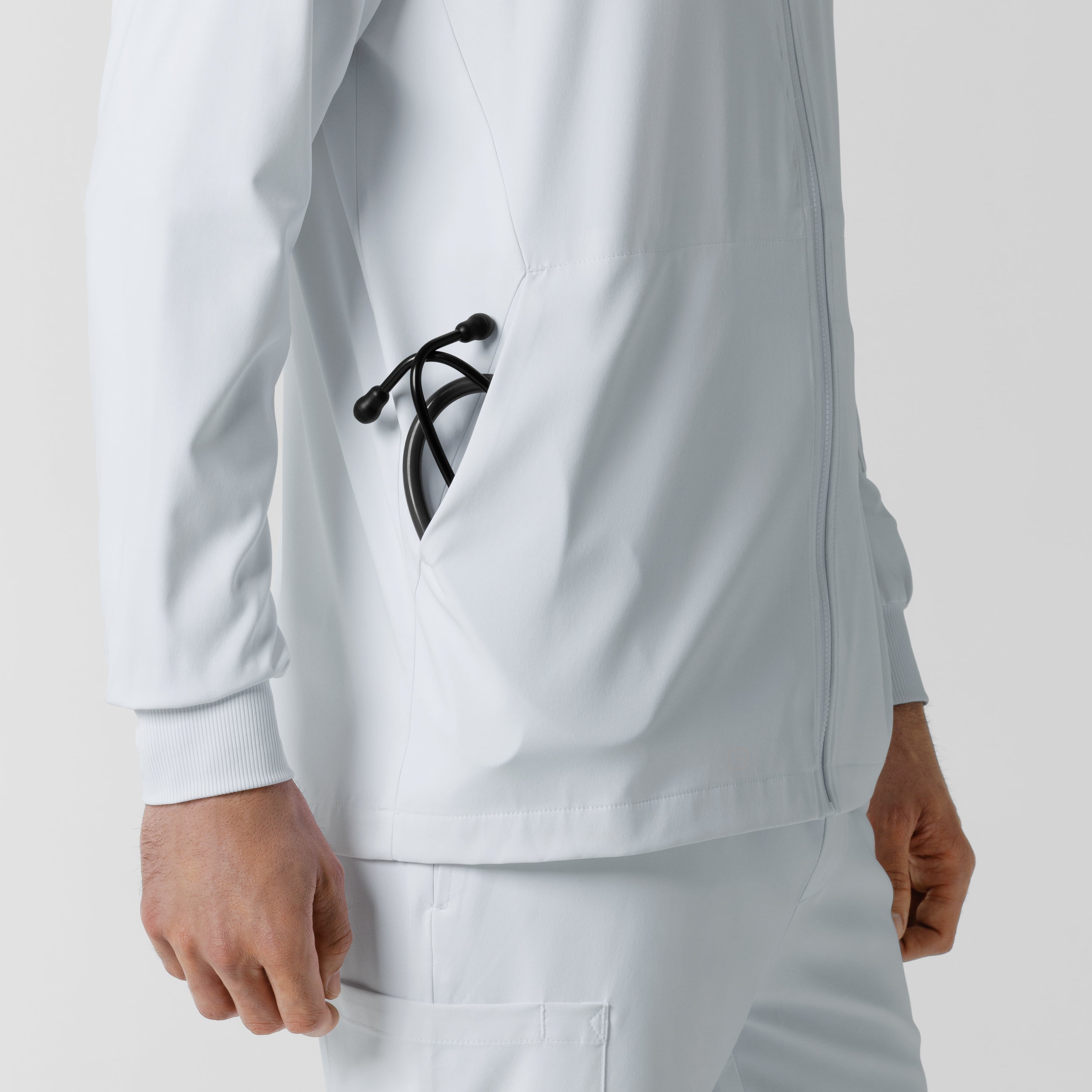 Boundless 8351 Men's Warm Up Scrub Jacket White