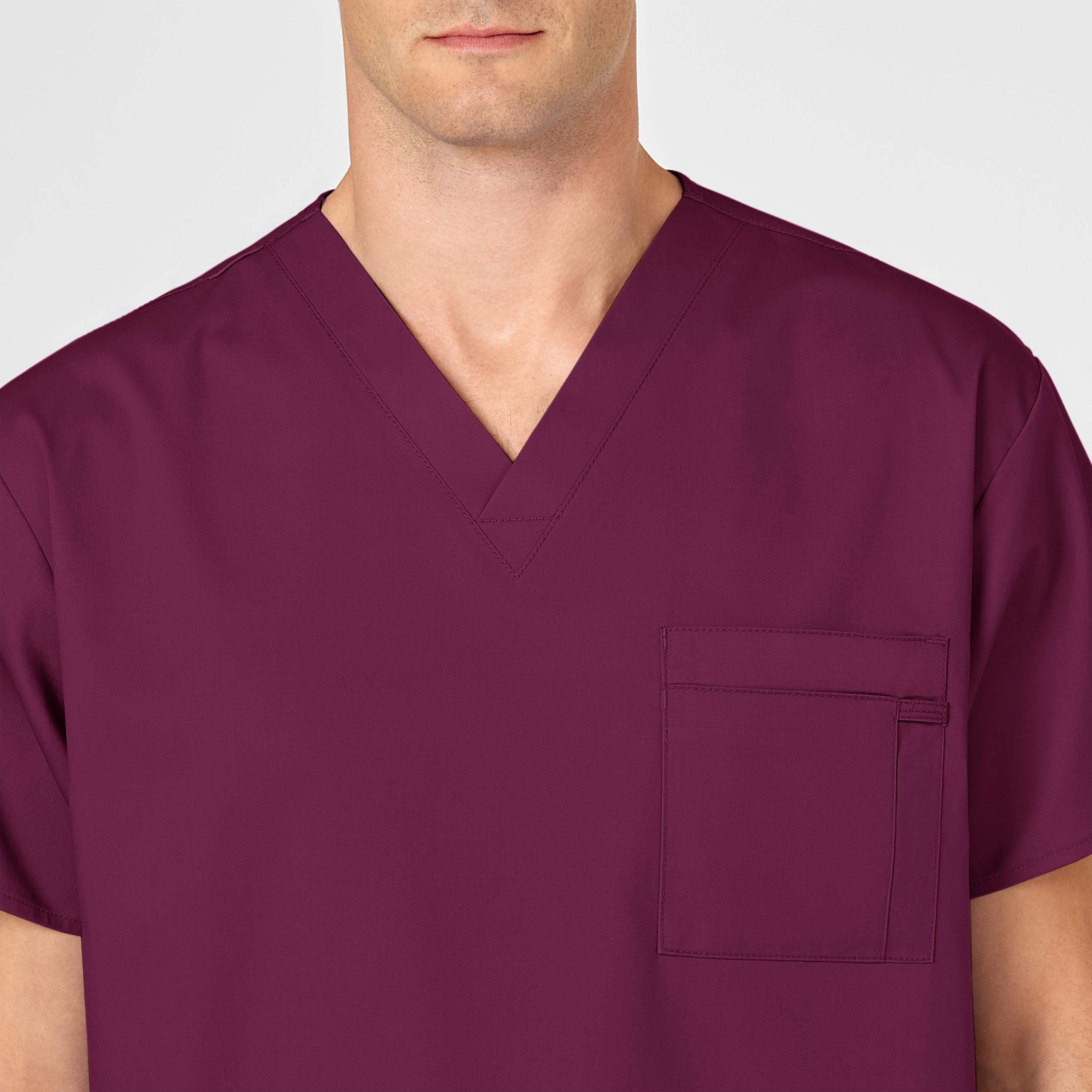 WonderWORK 100 Unisex V-Neck Scrub Top Wine