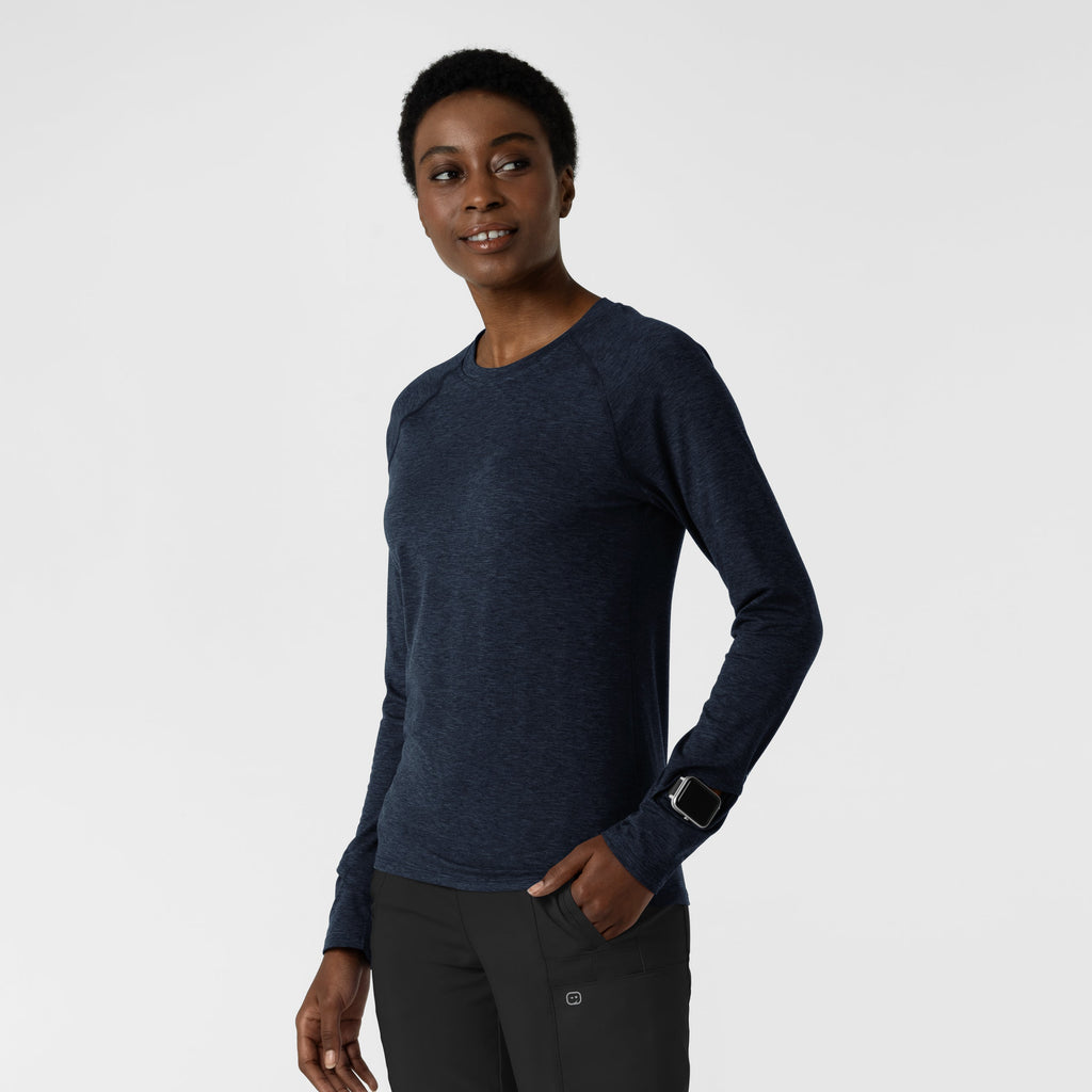 Layers 2139 Watch Window Long Sleeve Underscrub Top Navy Heather