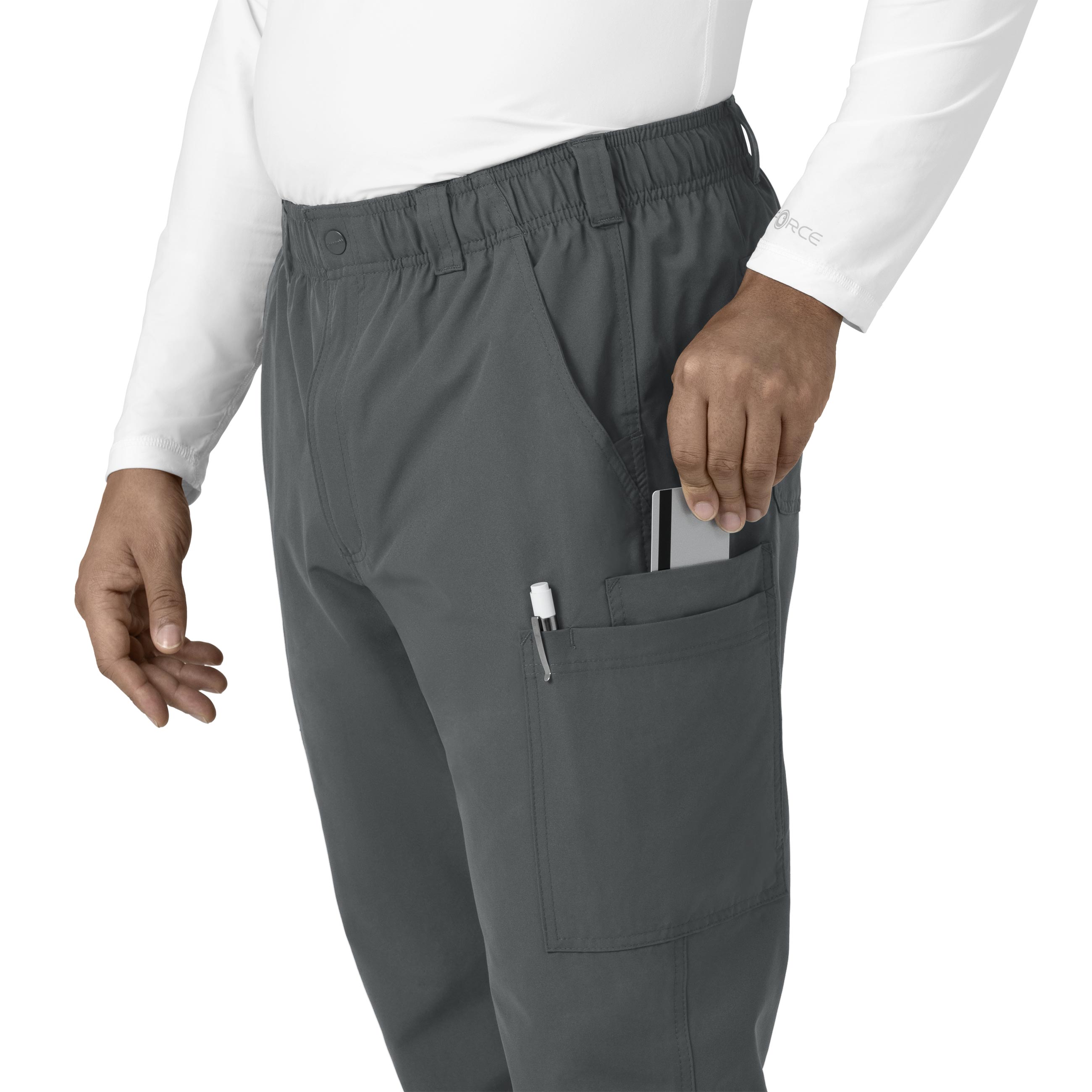 Force Essentials C56113 Men's Straight Leg Cargo Scrub Pants Pewter