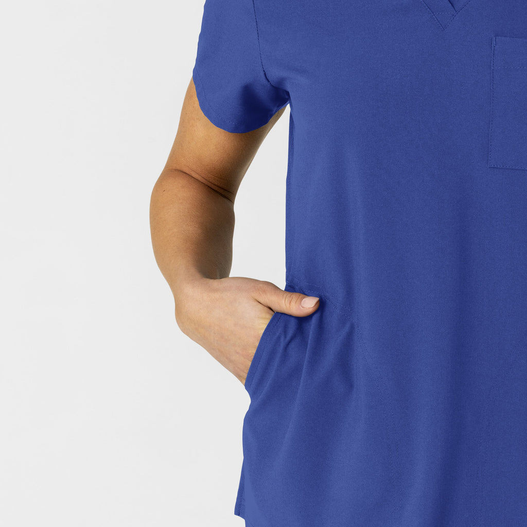 W123 6045 Women's Flex-n-Reach V-Neck Scrub Top Galaxy Blue