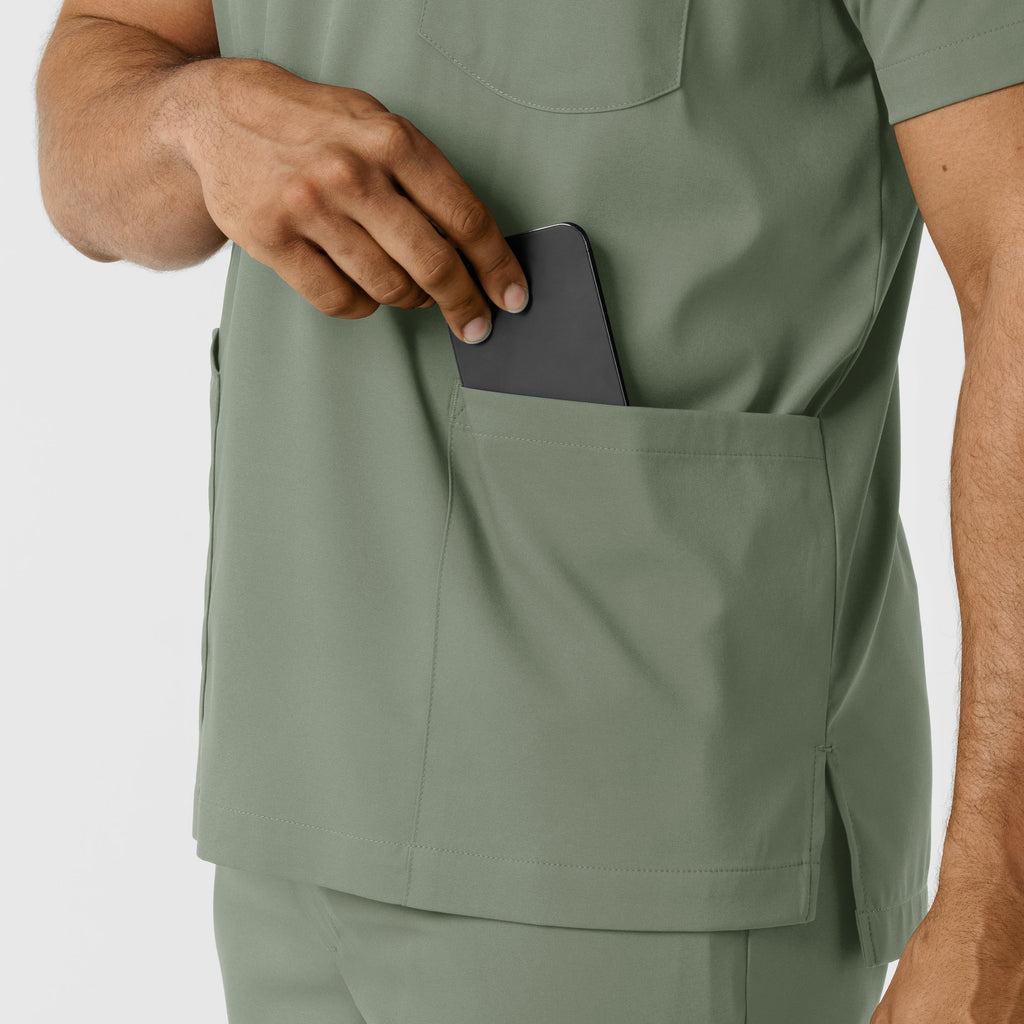 Boundless 6351 Men's Multi Pocket V-Neck Scrub Top Sage