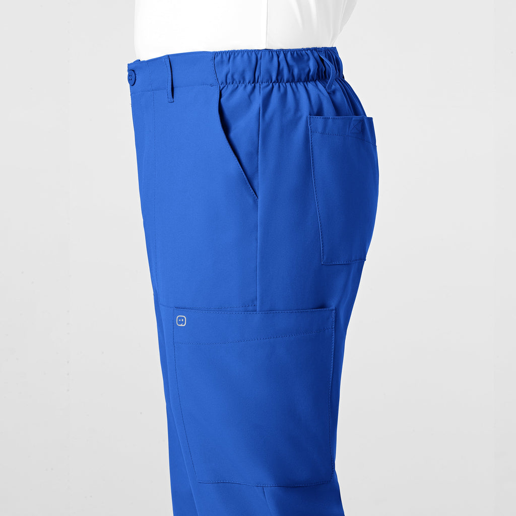W123 5355 Men's Flat Front Cargo Scrub Pants Royal