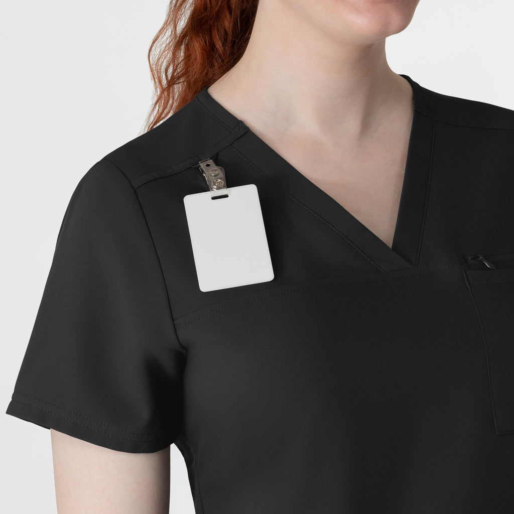 Thrive 6222 V-Neck Tuck-In Scrub Top Black