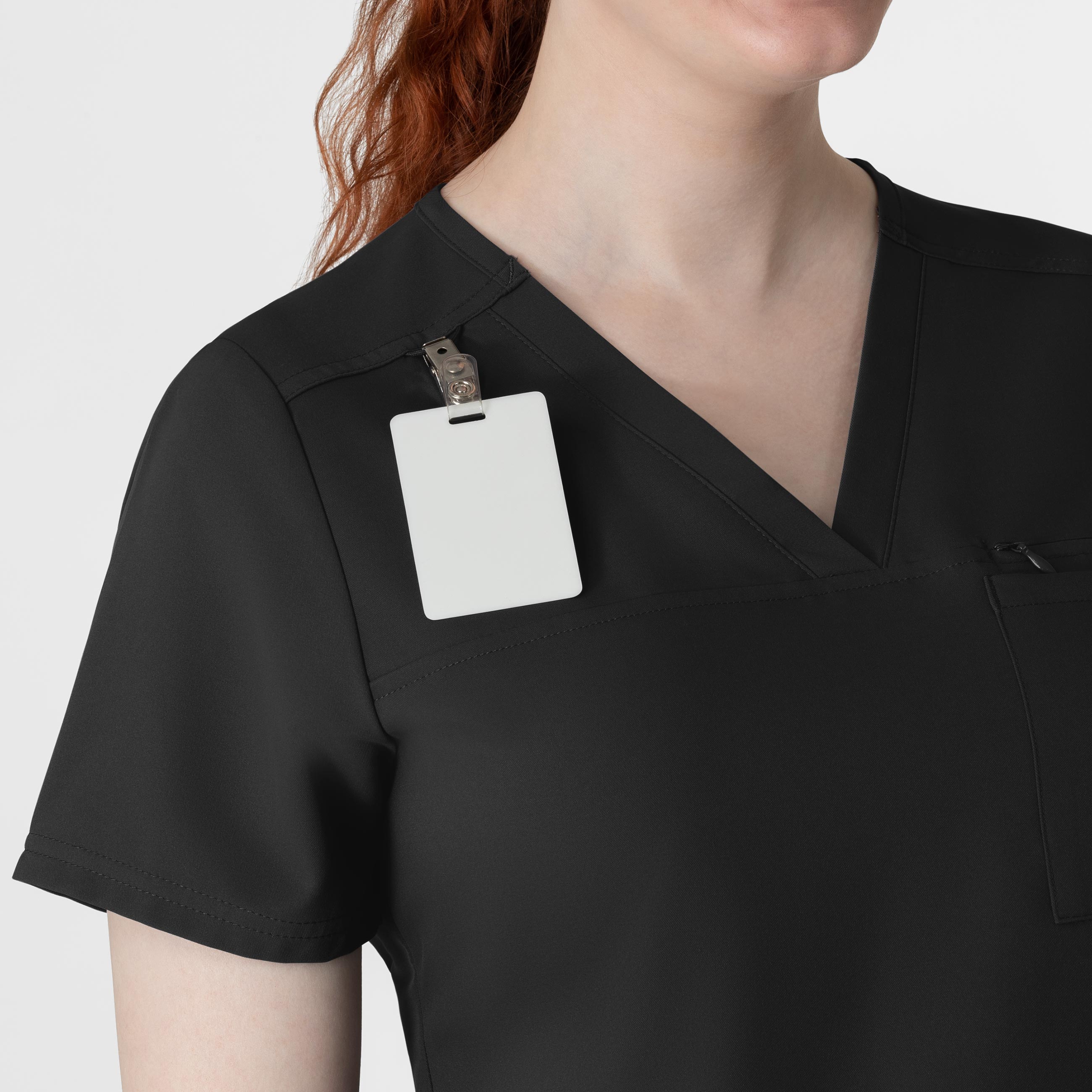 Thrive 6222 V-Neck Tuck-In Scrub Top Black