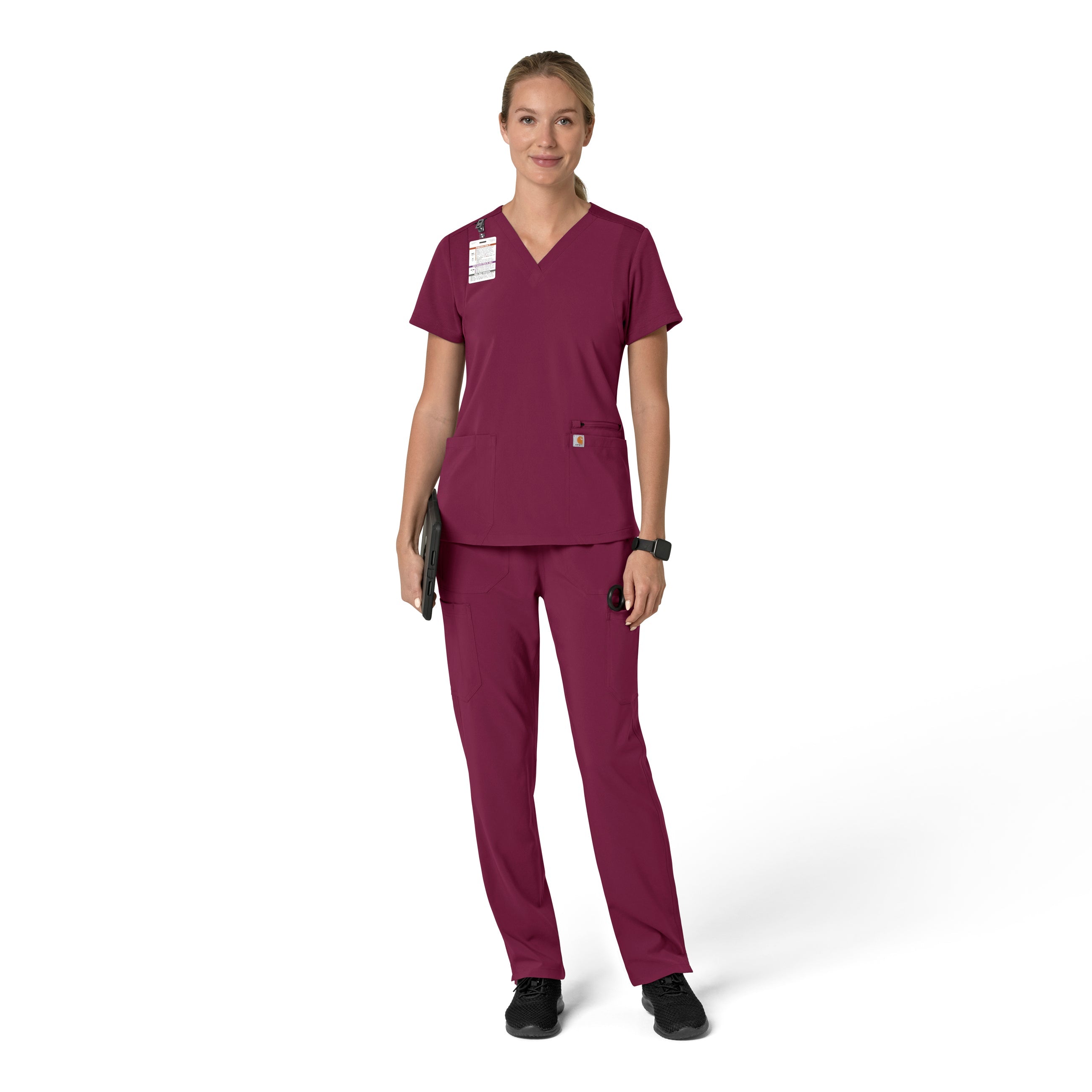 Force Cross-Flex C13210 Flex Panel V-Neck Scrub Top Wine