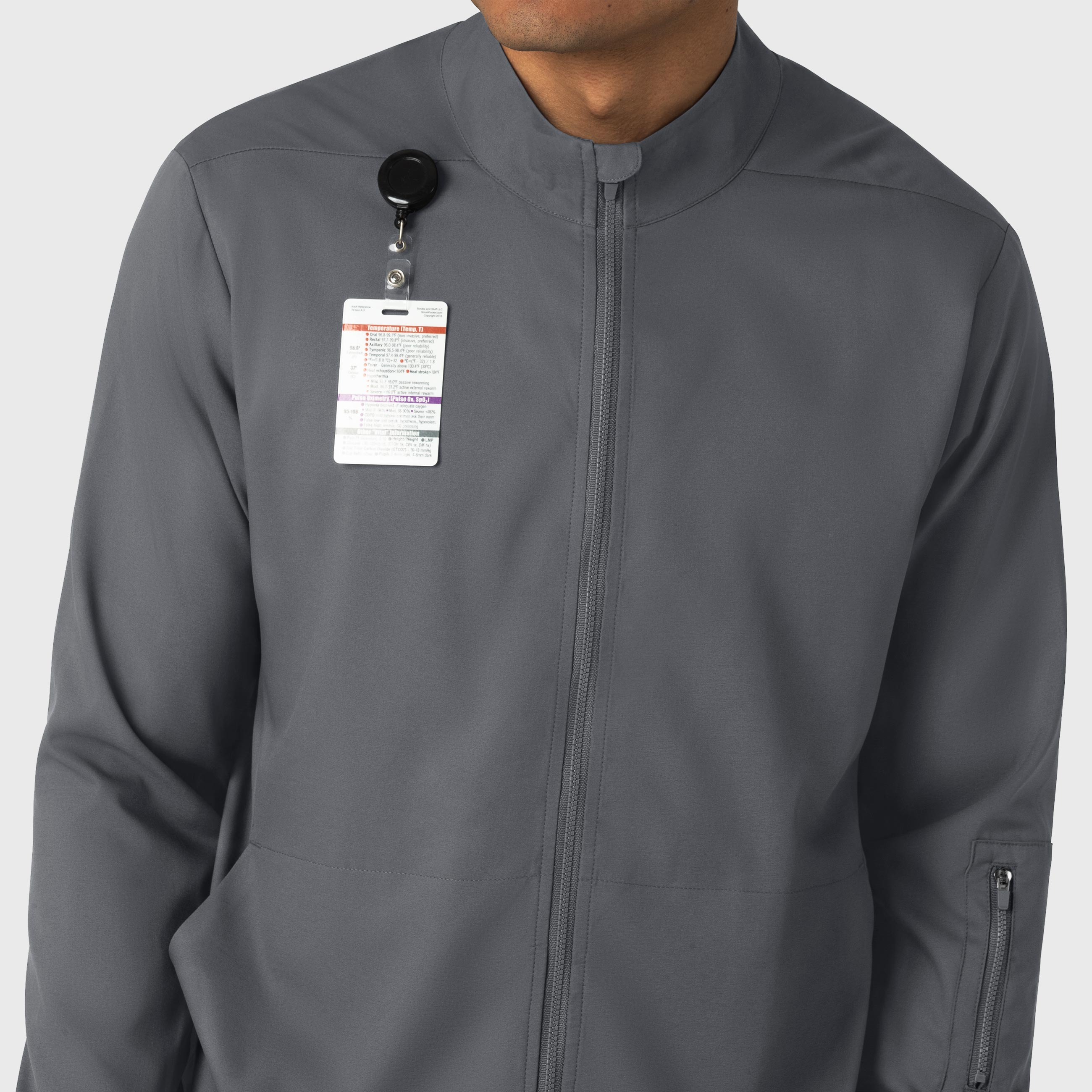 Boundless 8351 Men's Warm Up Scrub Jacket Pewter