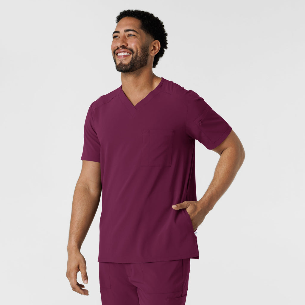 RENEW 6834 Men's V-Neck 5 Pocket Scrub Top Wine