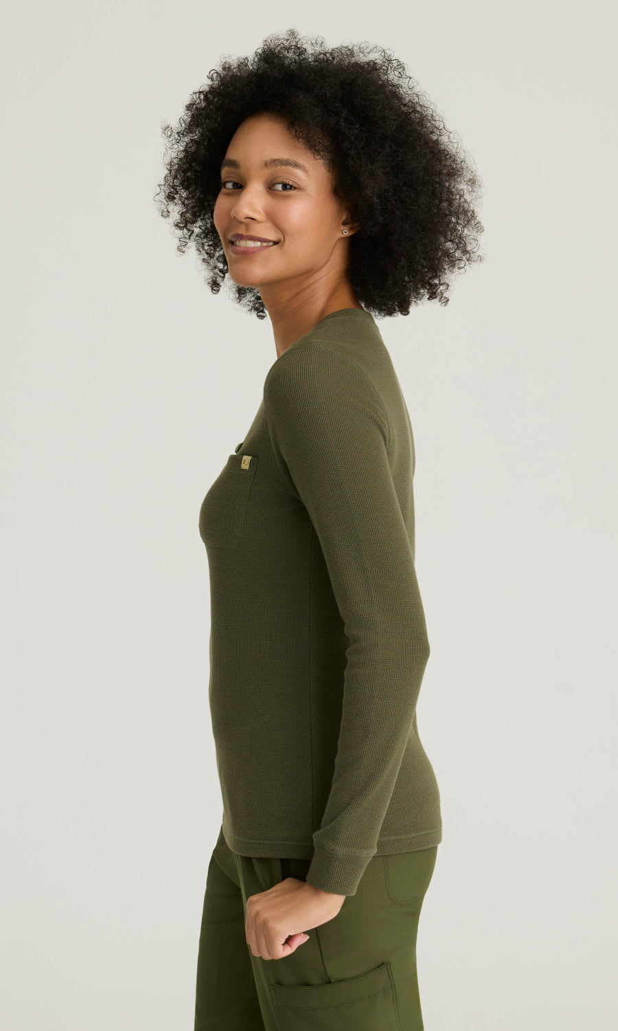 Grey's Anatomy Evolve GSST257 Wanderlust Long Sleeve Top Fern