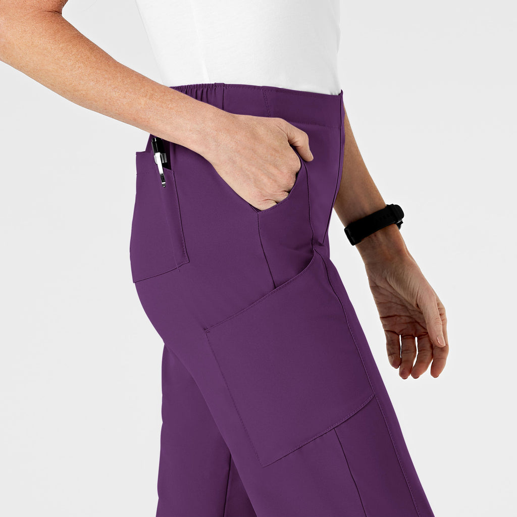 W123 5155 Flat Front Cargo Scrub Pants Eggplant