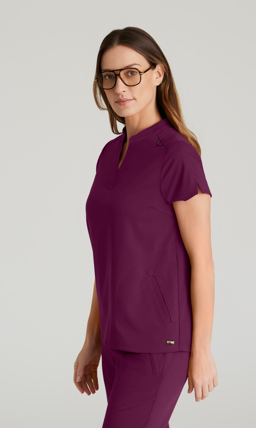 Grey's Anatomy Stretch GRST230 Avery Scrub Top Wine