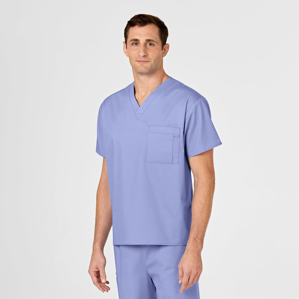 WonderWORK 100 Unisex V-Neck Scrub Top Ceil Blue