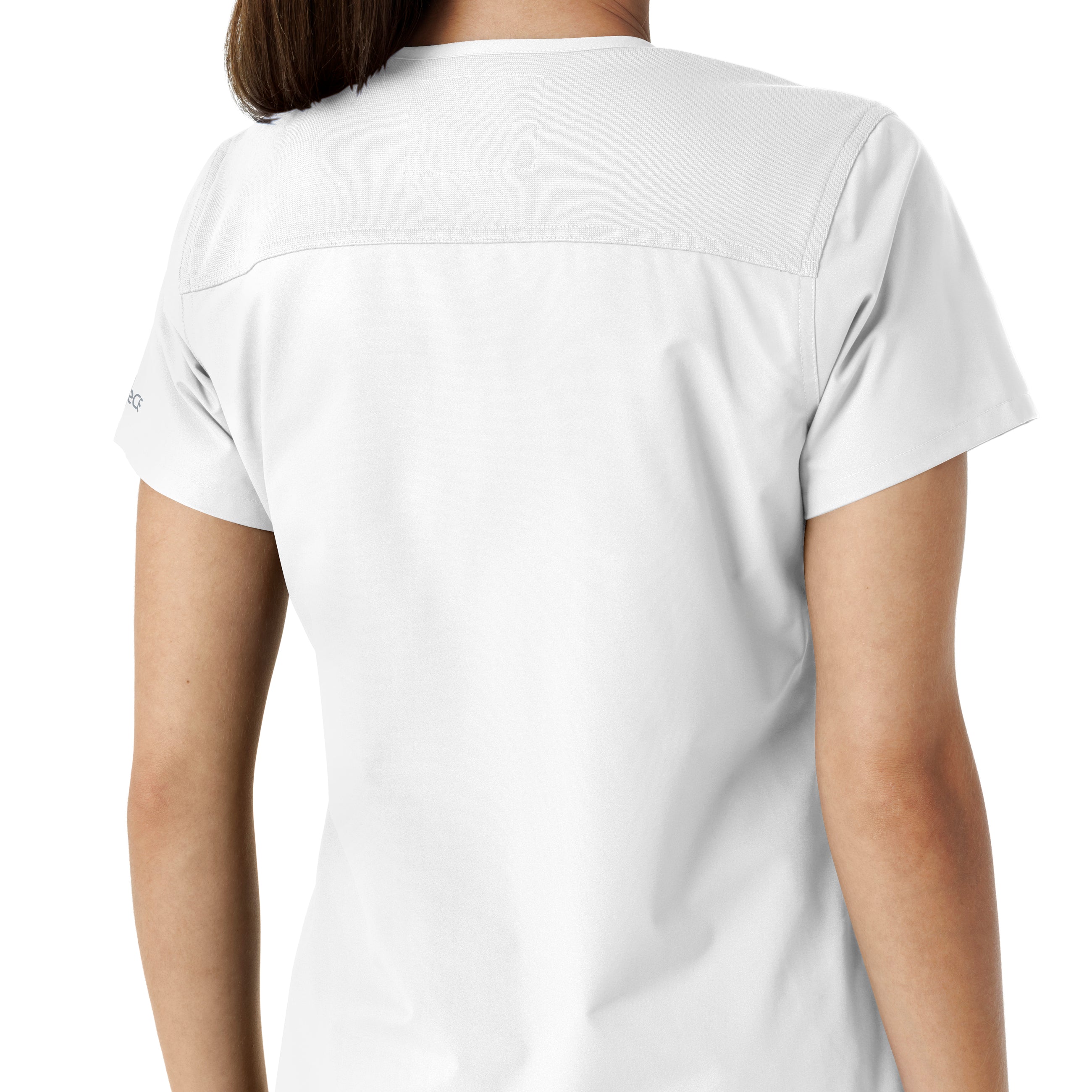 Force Essentials C12313 V-Neck Knit Panel Scrub Top White