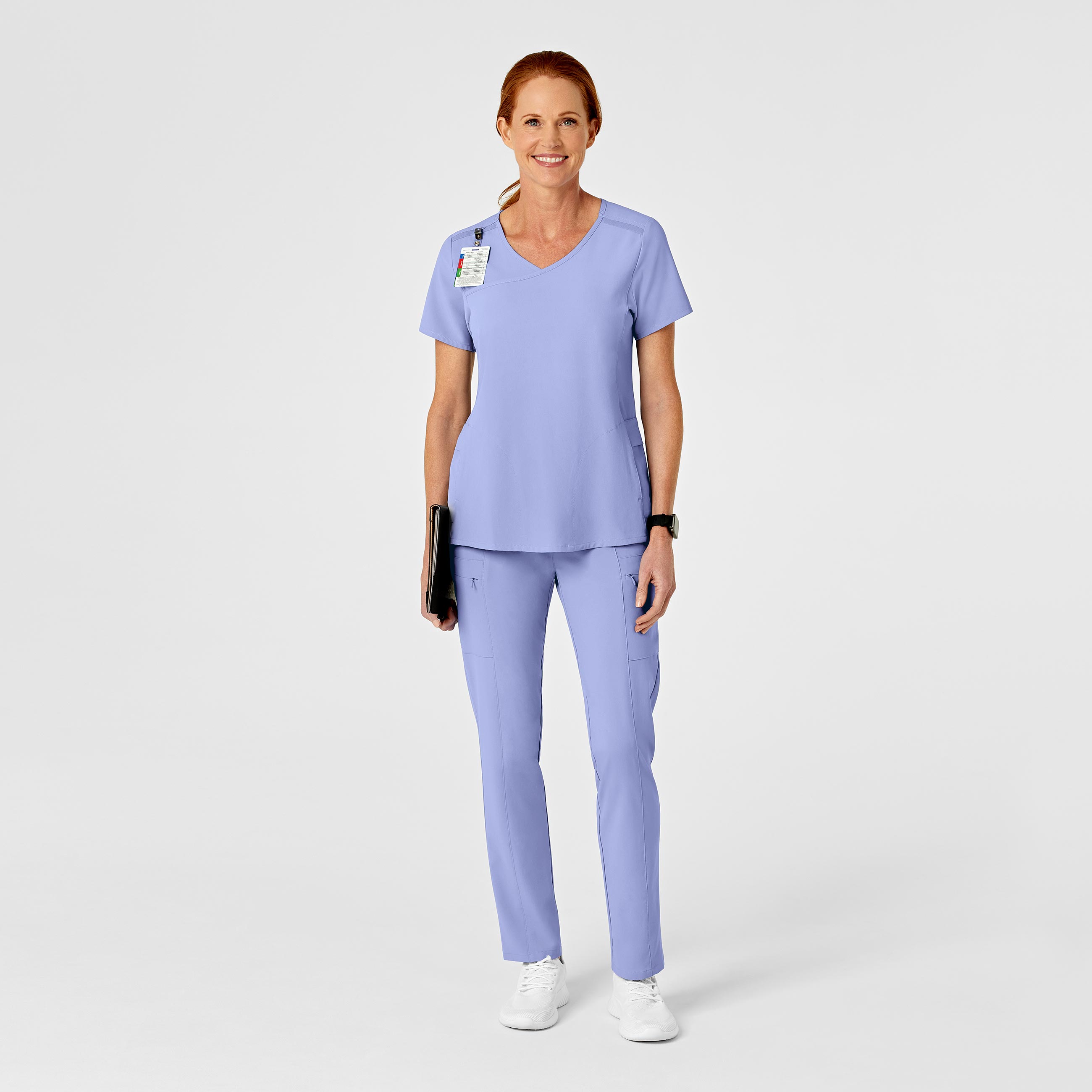RENEW 5334 High Waist Slim Leg Scrub Pants Ceil Blue