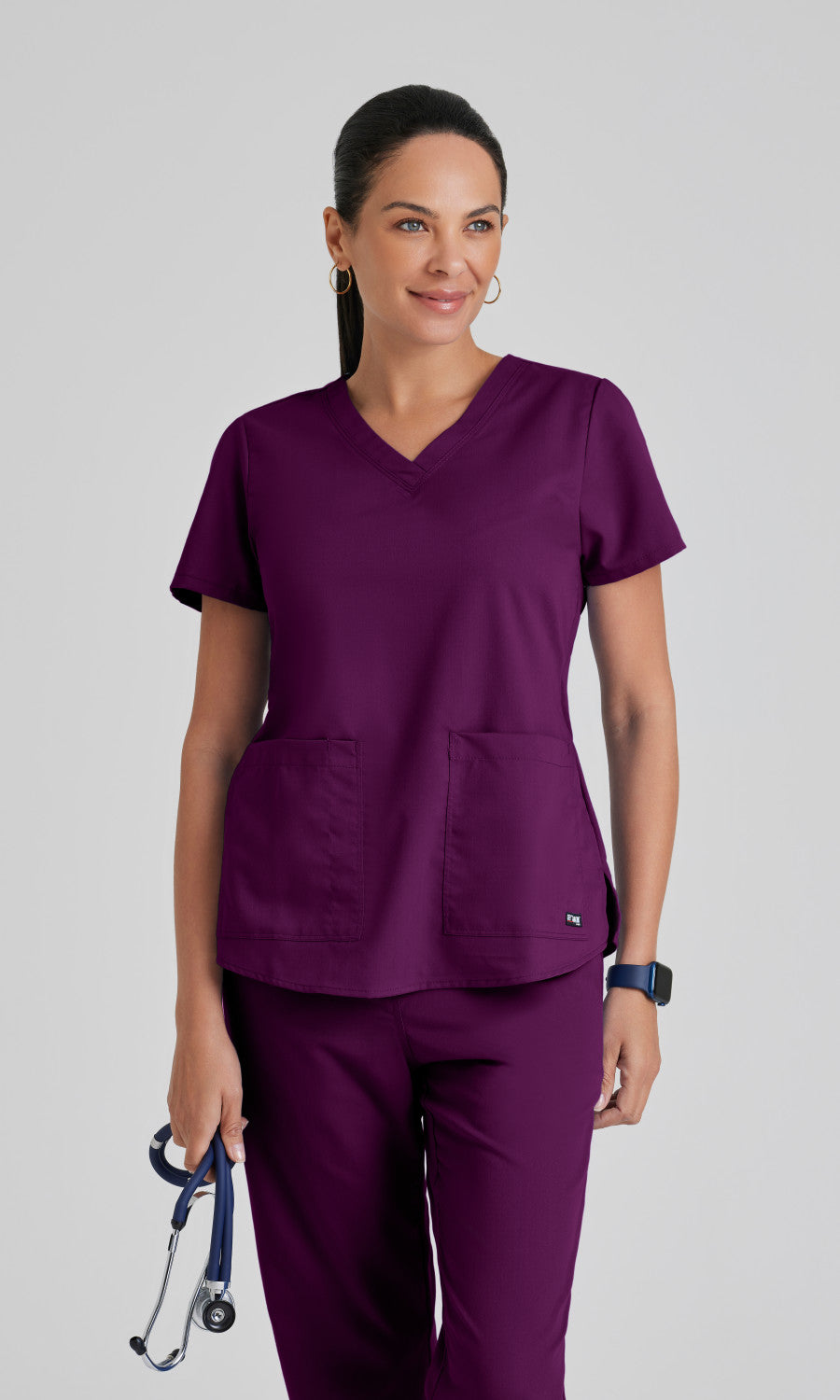 Grey's Anatomy 71166 Aubrey Scrub Top Wine