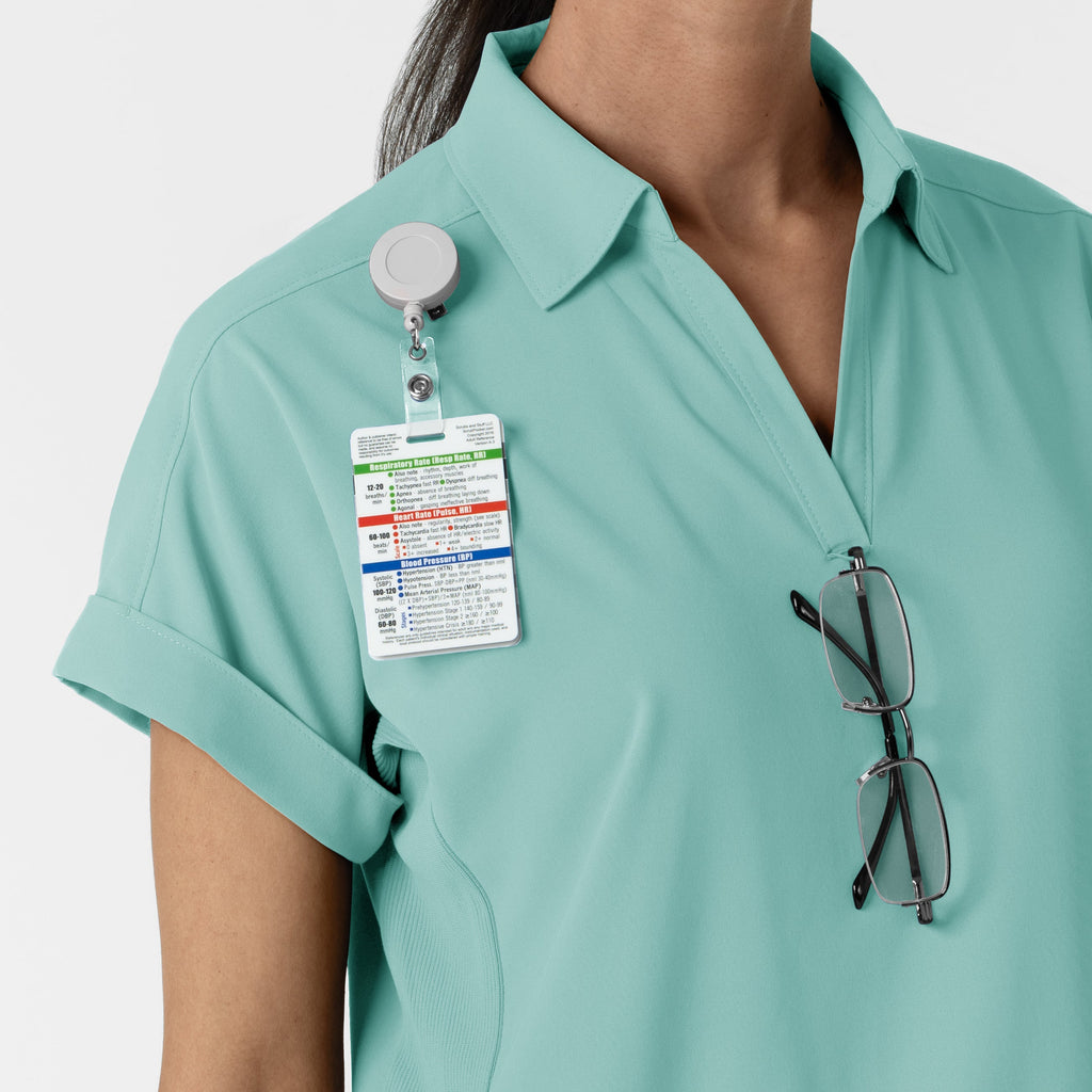 RENEW 6934 Women’s Flex-n-Reach Collared Scrub Top Turquoise